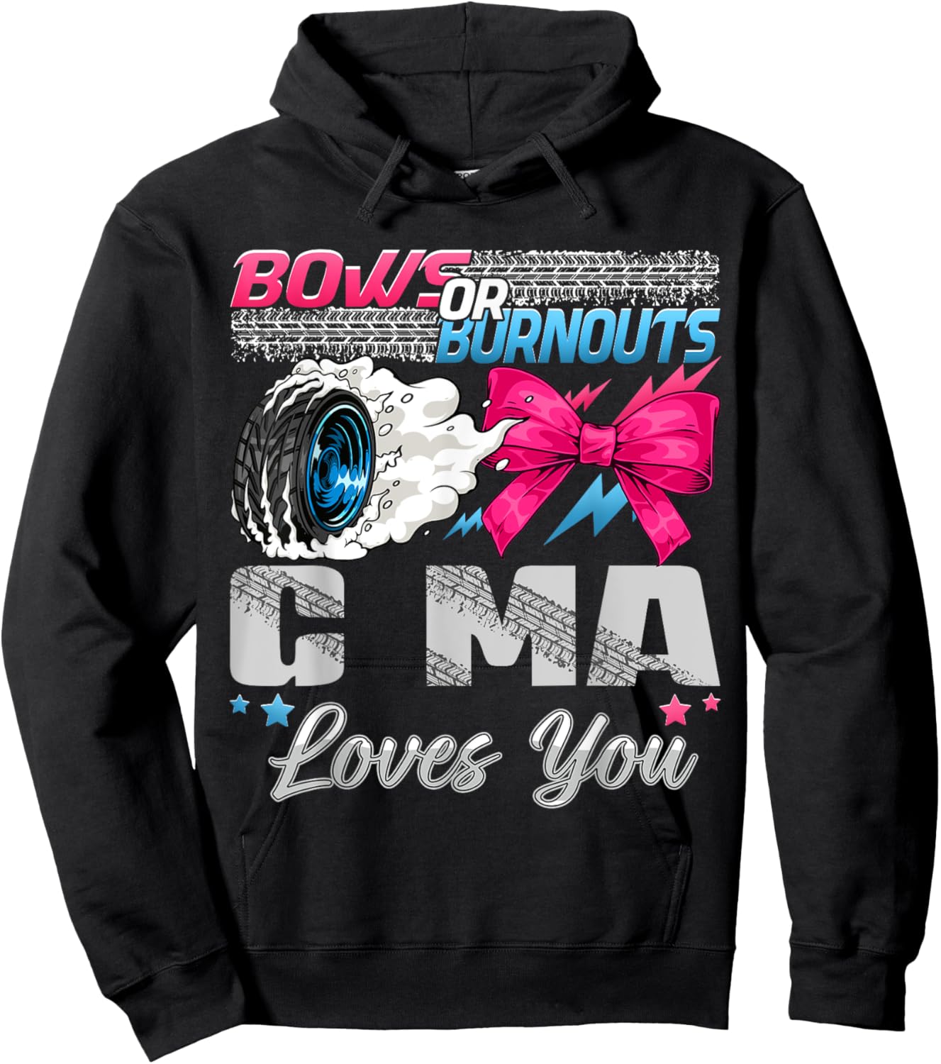 Burnouts or Bows G-ma Loves You Gender Reveal Party Hoodie - Hoodie | Black