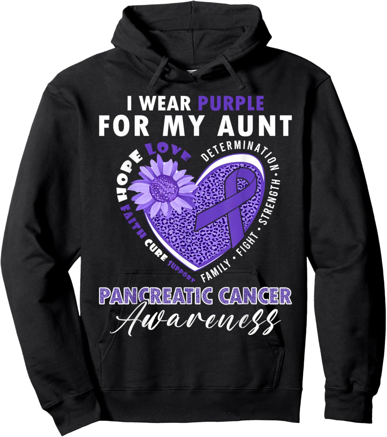 I Wear Purple For My Aunt Pancreatic Cancer Awareness Hoodie - Hoodie | Black