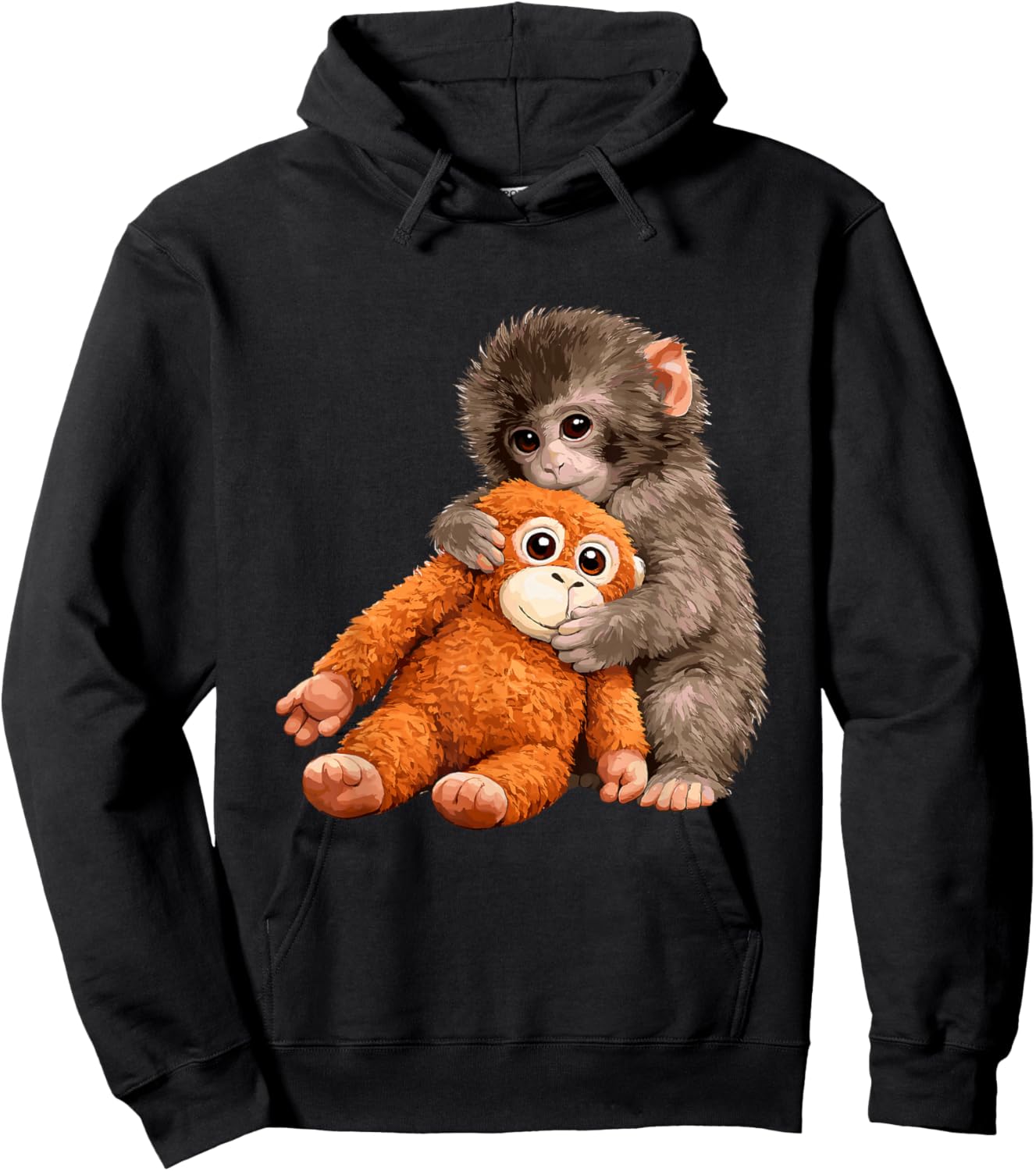 Cute Monkey Punch Baby Japanese Monkey Hoodie - Hoodie | Black