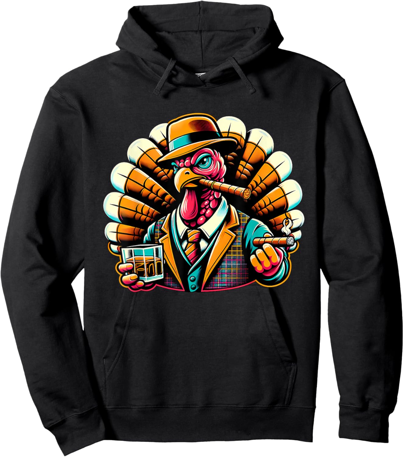 Turkey Cigar And Whiskey Hoodie - Hoodie | Black