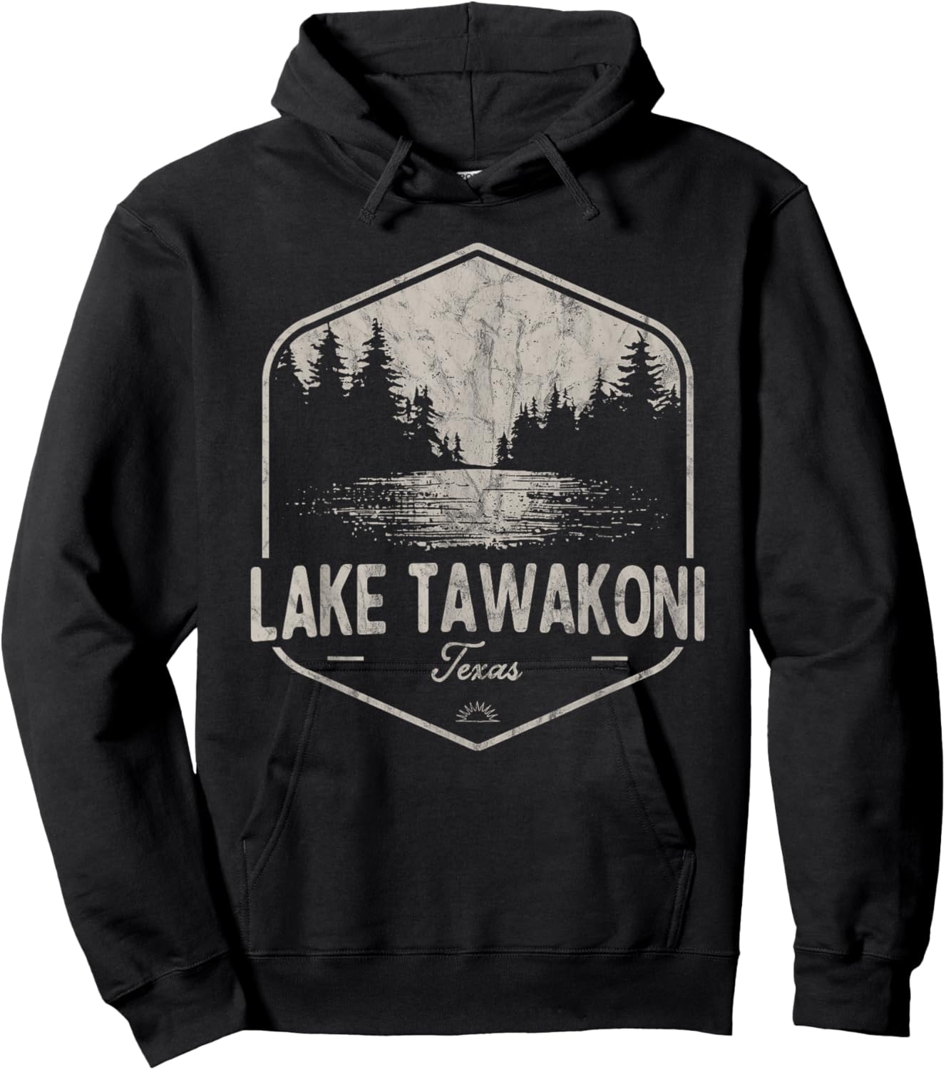 Lake Tawakoni Texas Outdoors Vintage Hoodie - Hoodie | Black