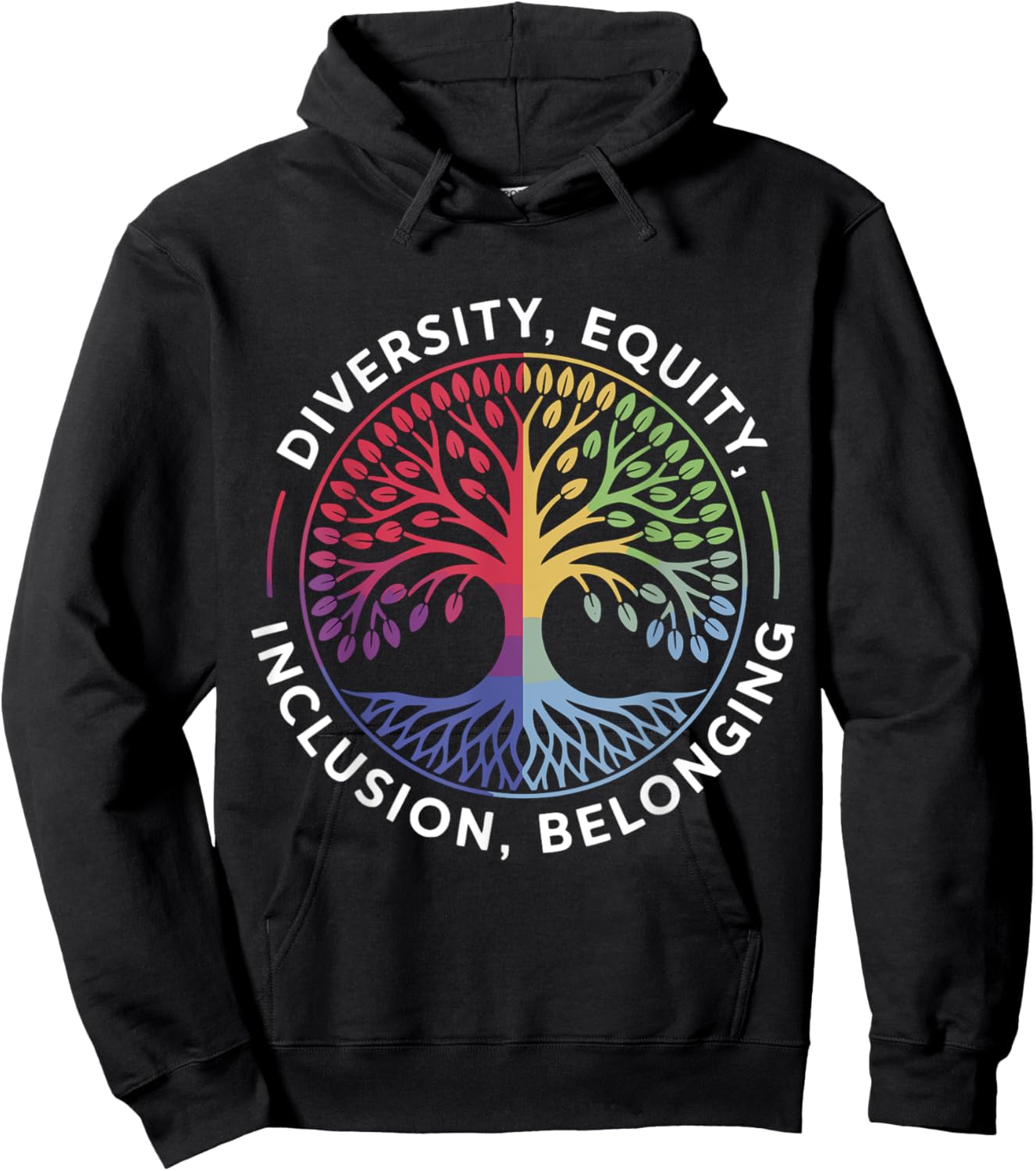 Diversity Equity Inclusion Belonging Hope Peace Teacher Hoodie - Hoodie | Black