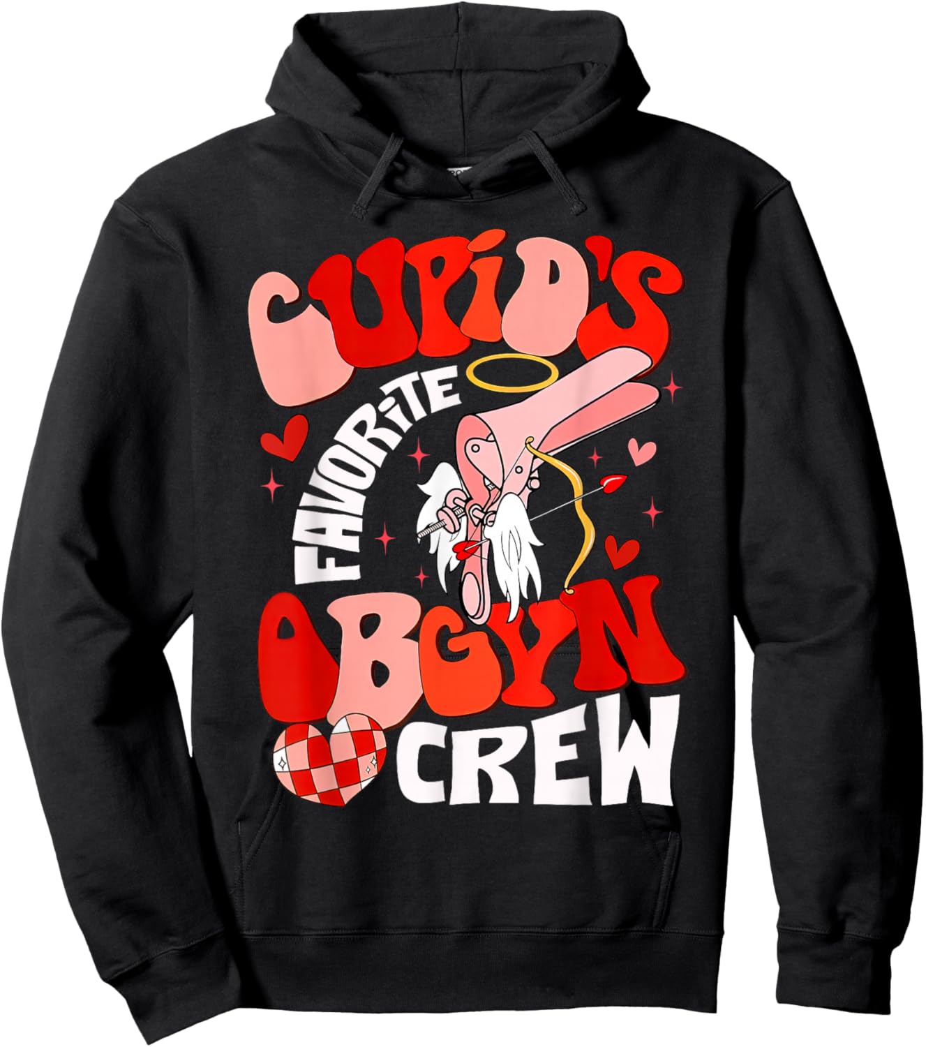 Cupid's Favorite OBGYN Crew Valentine's Day Labor Delivery Hoodie - Hoodie | Black