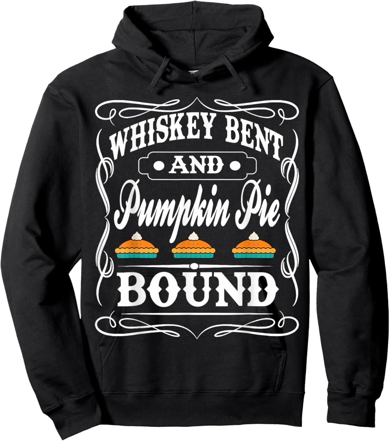 Whiskey & Thanksgiving - Funny Turkey Day Drinking Hoodie - Hoodie | Black