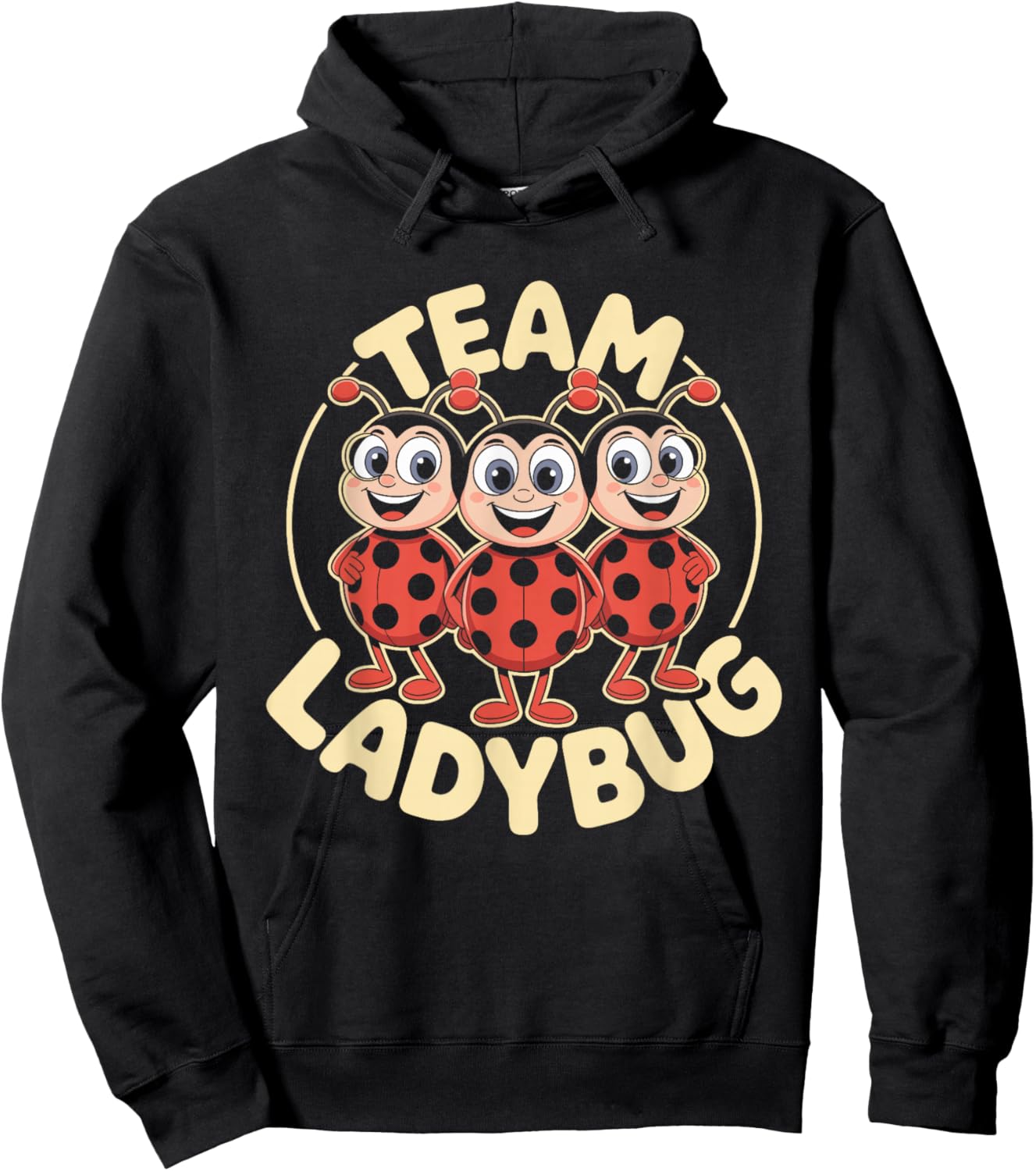 Ladybug Team Funny Cartoon Garden Bug Kids Birthday Party Hoodie - Hoodie | Black