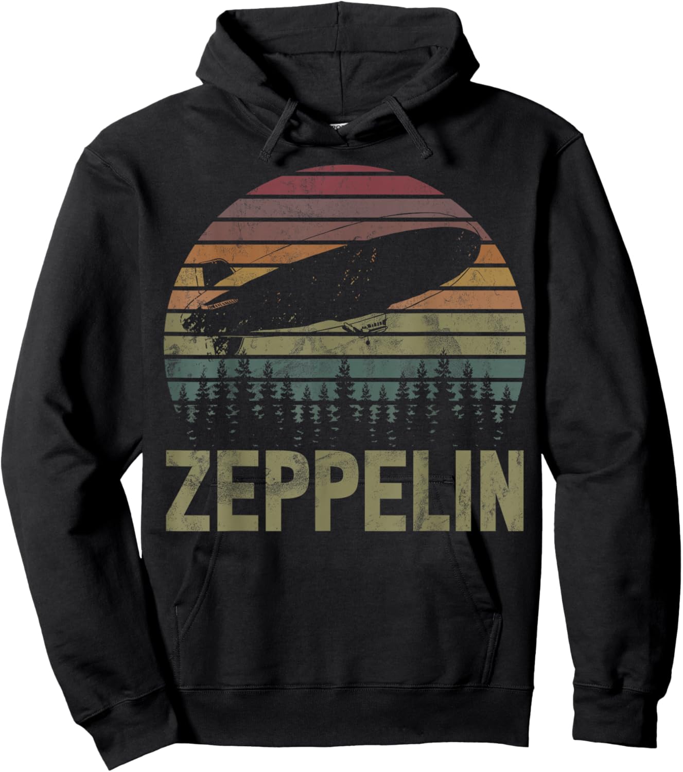Retro Zeppelin 70s 80s Dirigible Airship Zepelin Zepplin Hoodie - Hoodie | Black