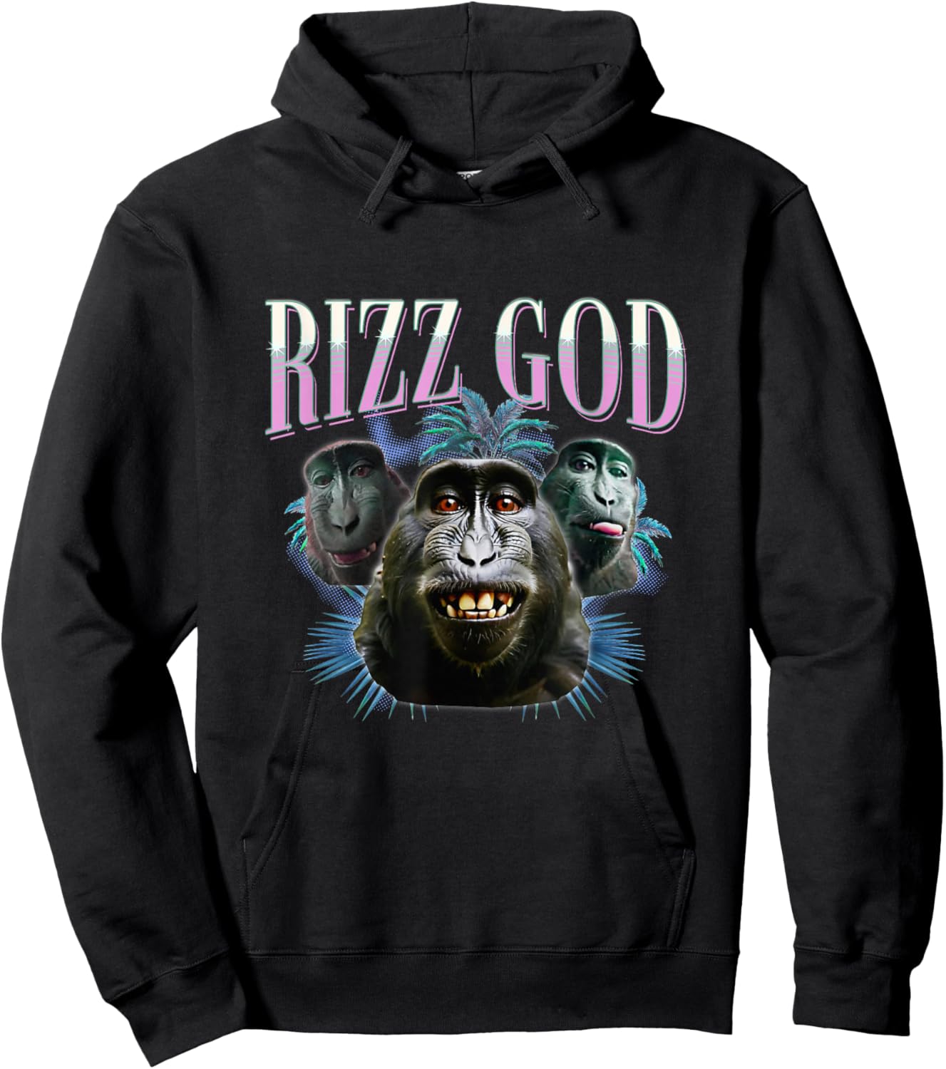 Rizz God Funny Monkey Rizzler Meme Skibidi Sigma Teen Boy Hoodie - Hoodie | Black