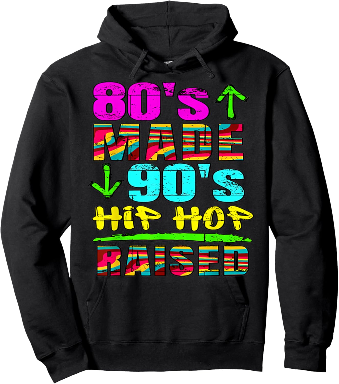 80's Made 90's Hip Hop Raised Funny 80s Vintage Design Retro Hoodie - Hoodie | Black
