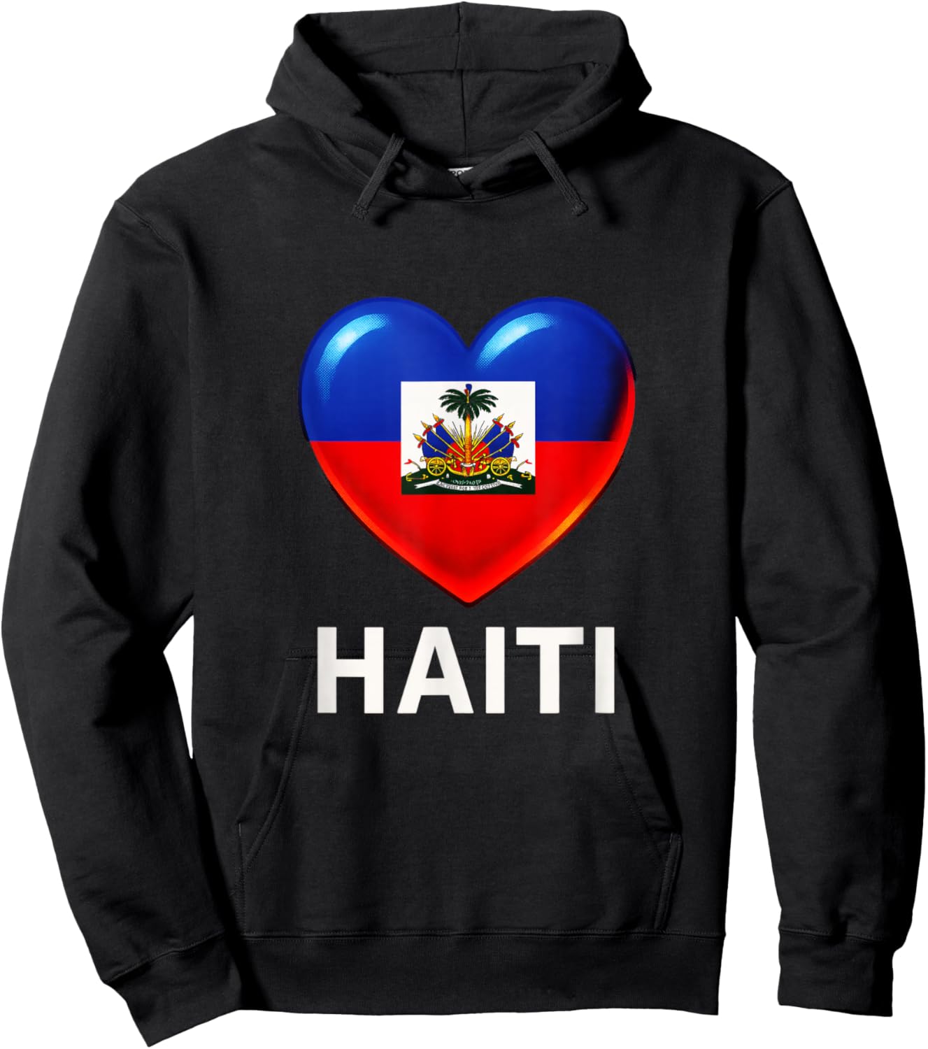 Haiti - Haitian Flag Heart Souvenir Hoodie - Hoodie | Black