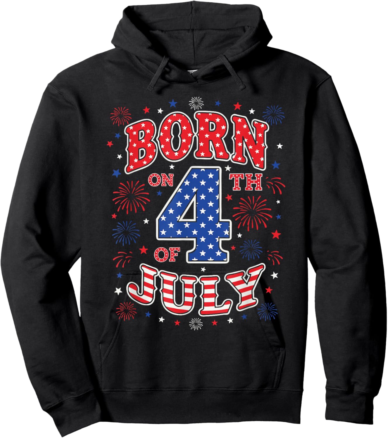Born On The 4th of July Birthday Hoodie - Hoodie | Black