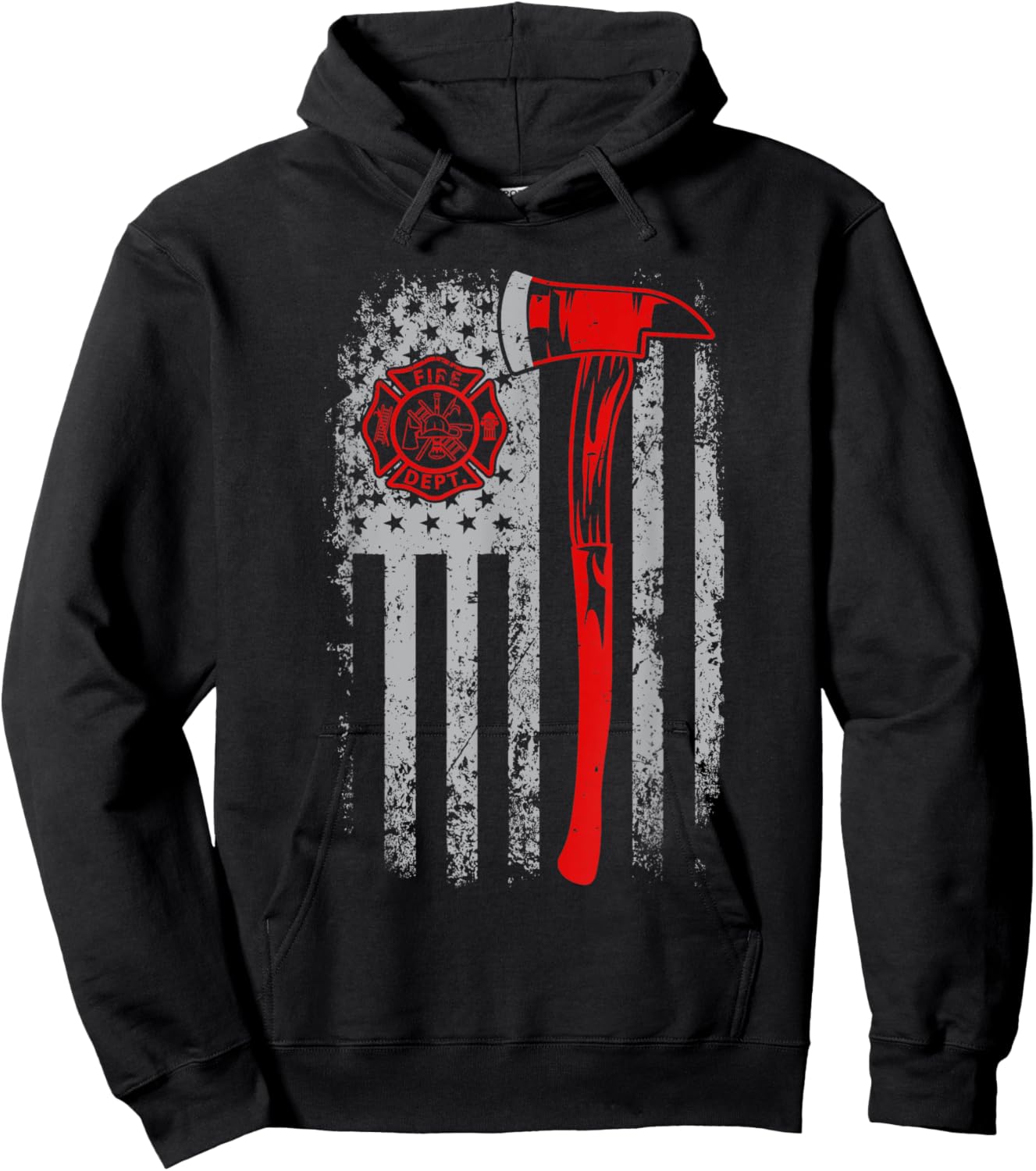 American Flag Firefighter For Fireman Patriotic Fire Fighter Hoodie - Hoodie | Black