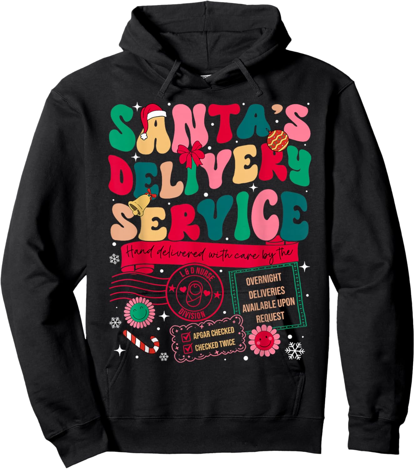 Christmas Santa's Delivery Service L&D Labor Delivery Nurse Hoodie - Hoodie | Black