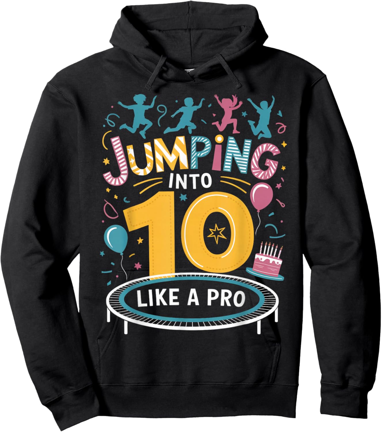 Jumping Into 10 Birthday Party Trampolining Trampoline Hoodie - Hoodie | Black