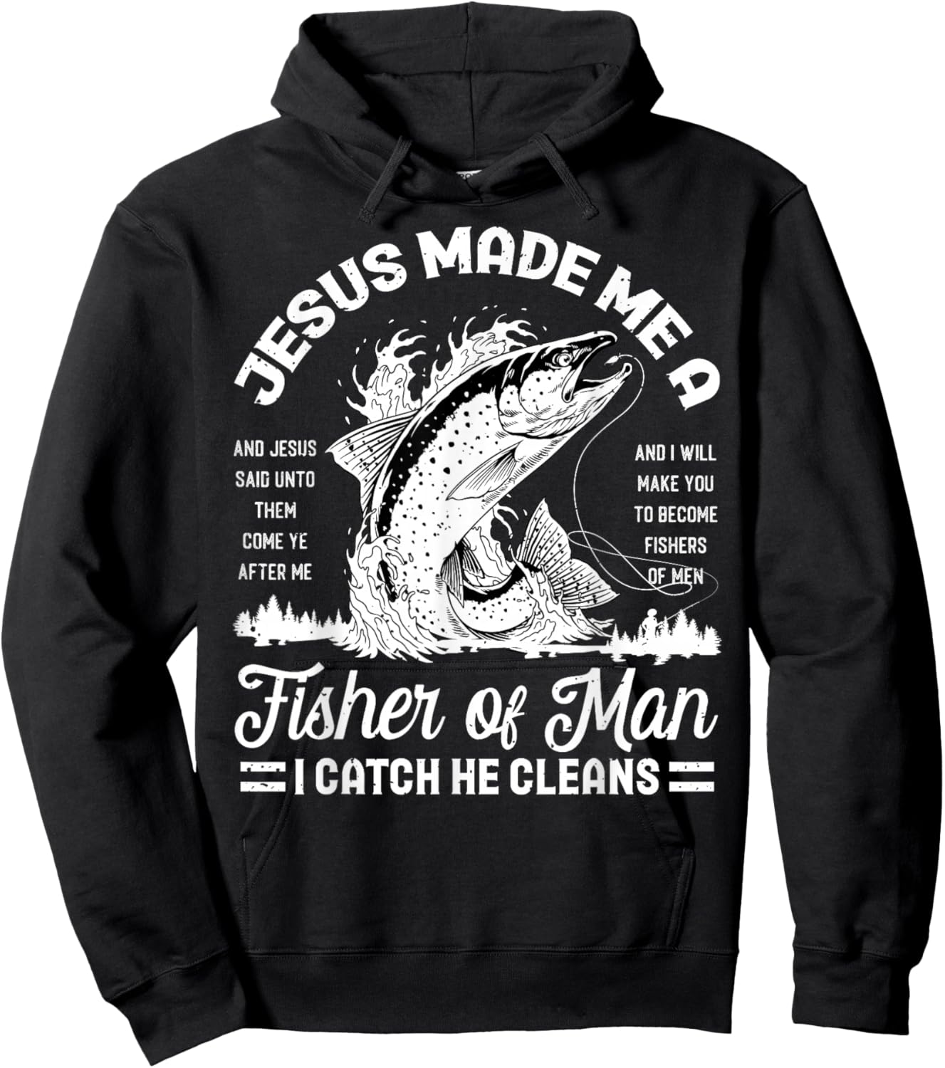 Christian Lovers Jesus Made Me A Fisherman Faith Fisherman Hoodie - Hoodie | Black