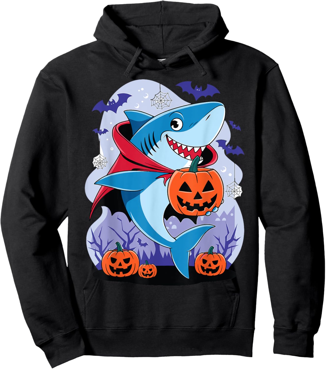 Shark Halloween Shark Pumpkin Shark Costume Halloween Funny Hoodie - Hoodie | Black