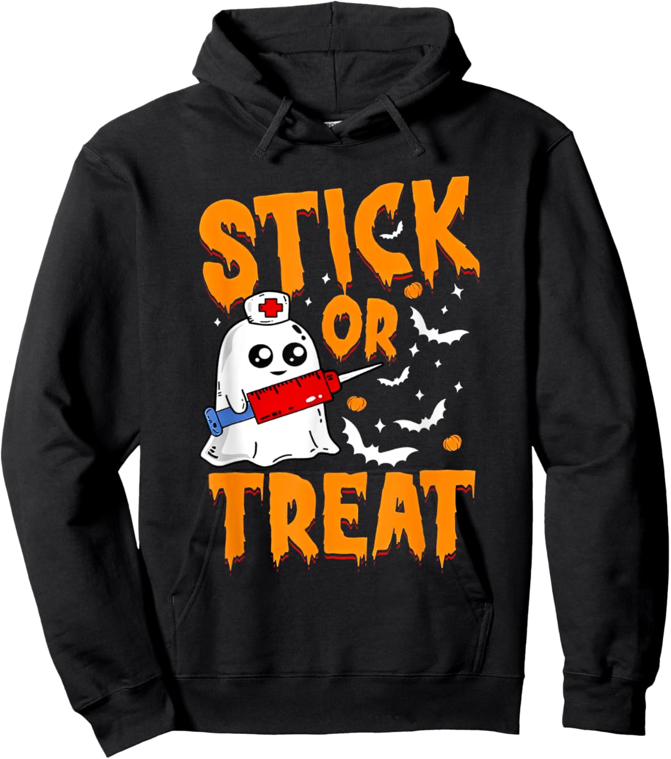 Stick or Treat Nurse Funny Halloween Hoodie - Hoodie | Black