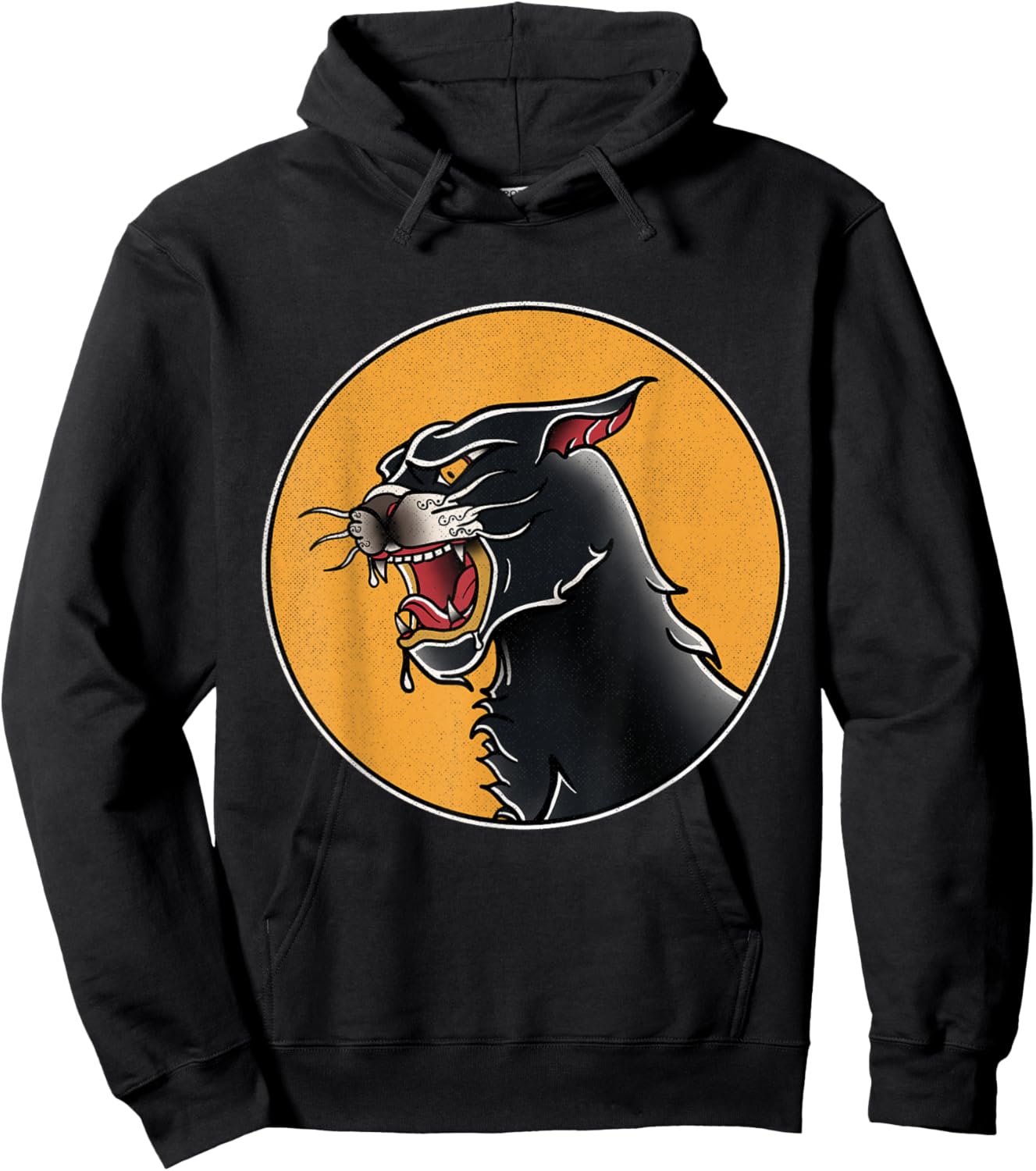 Vintage American Traditional Panther Tattoo Hoodie - Hoodie | Black