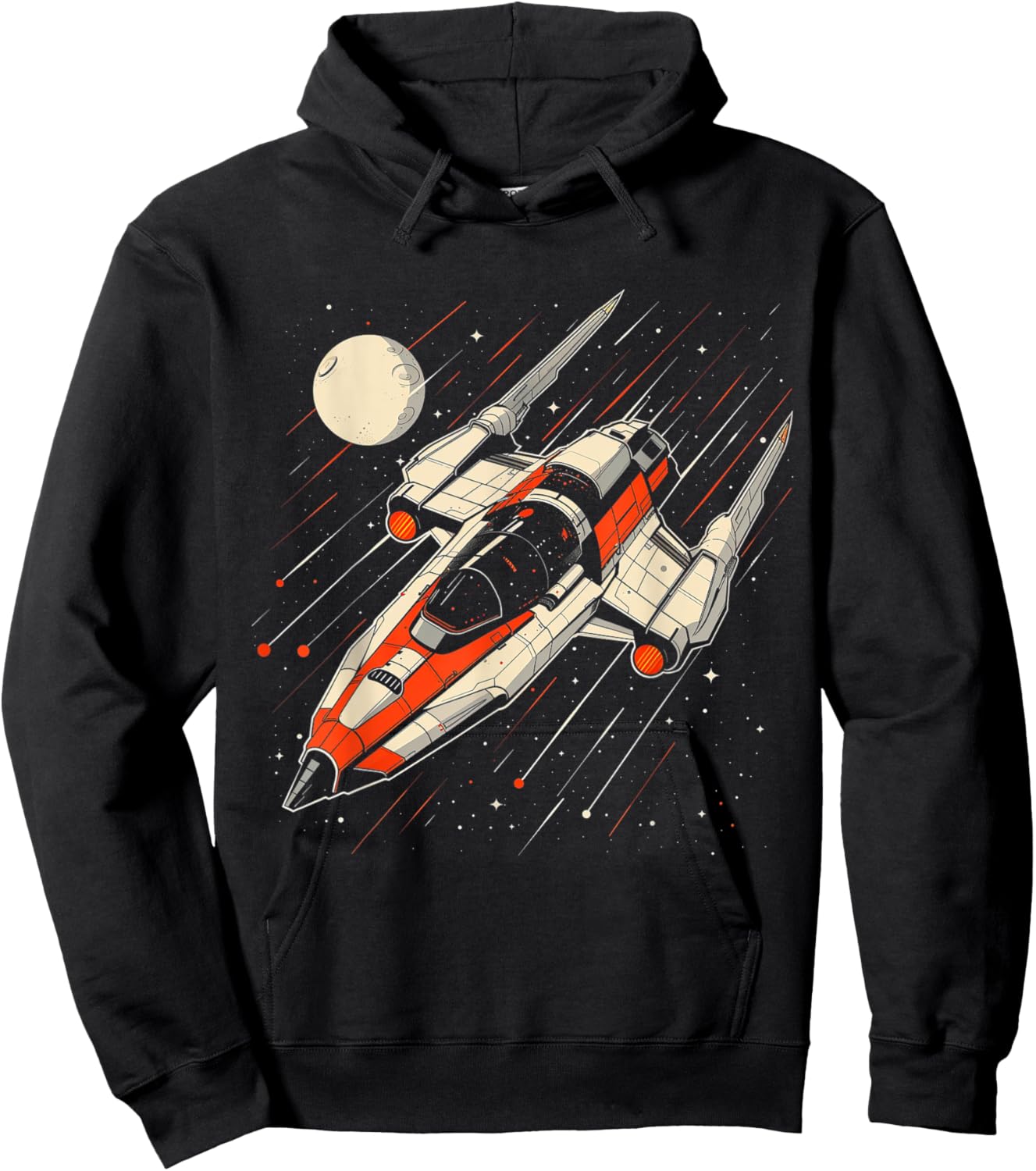 Retro Spaceship Vintage Hoodie - Hoodie | Black