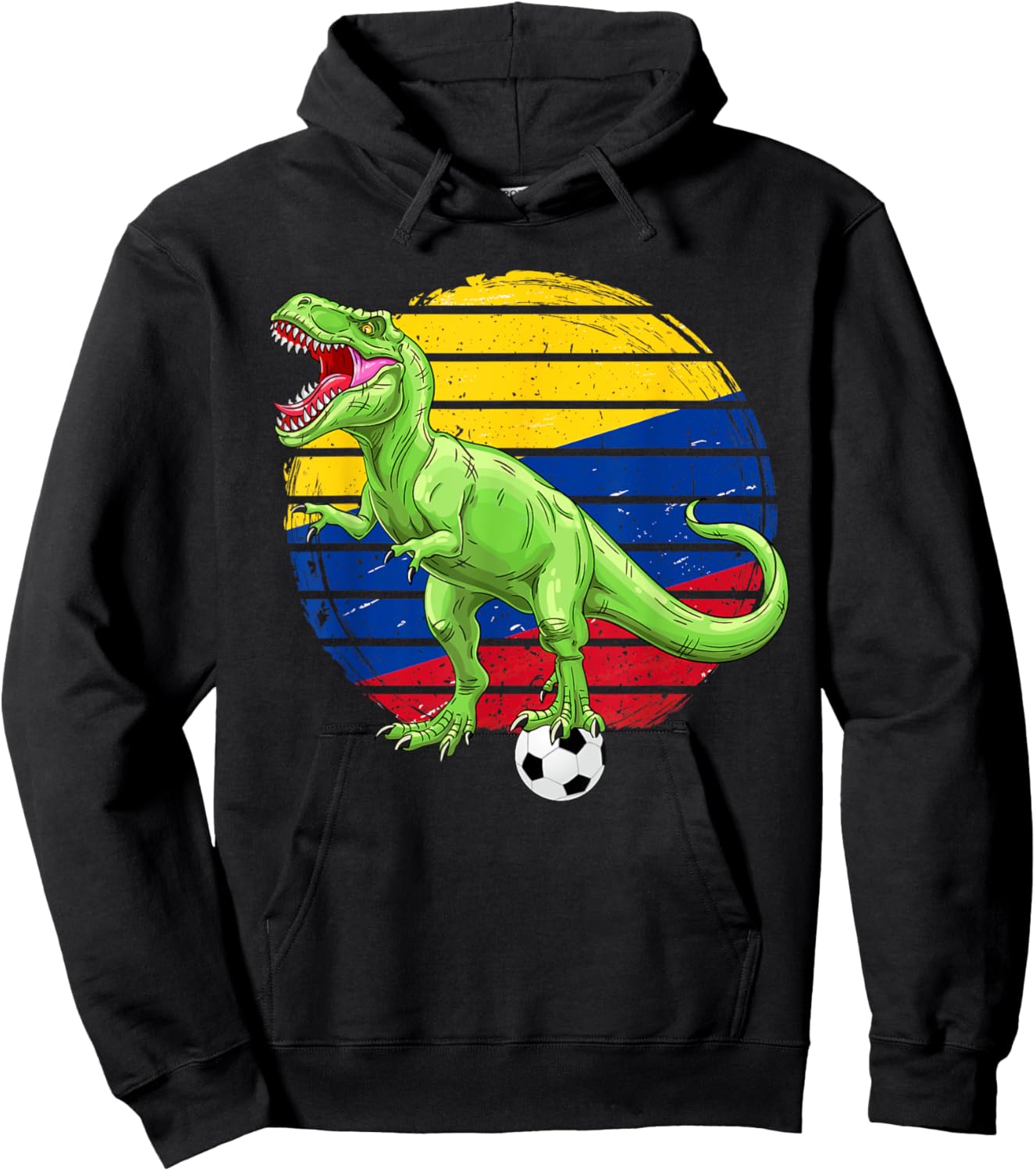 Soccer Dinosaur Trex Colombia Flag Boys Girls Toddler Hoodie - Hoodie | Black