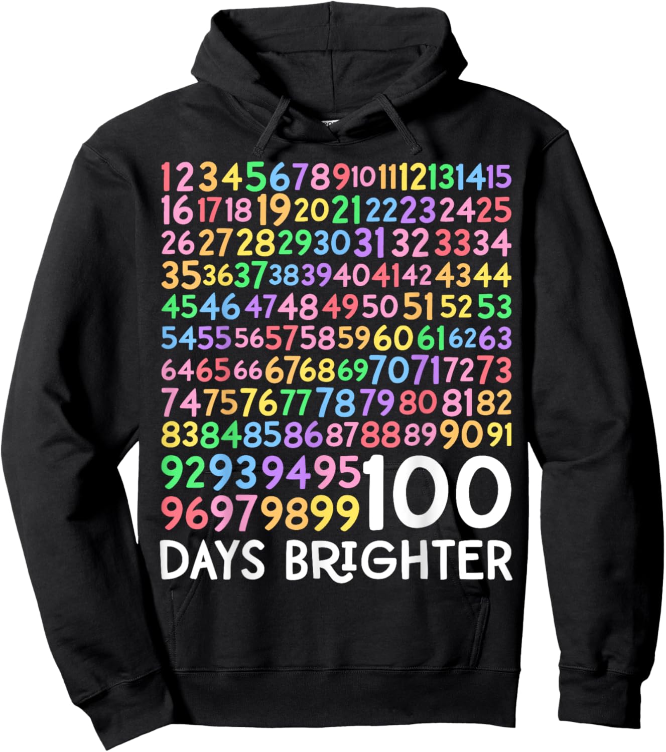 100th Day of School Teacher 100 Days Brighter Math Numbers Hoodie - Hoodie | Black