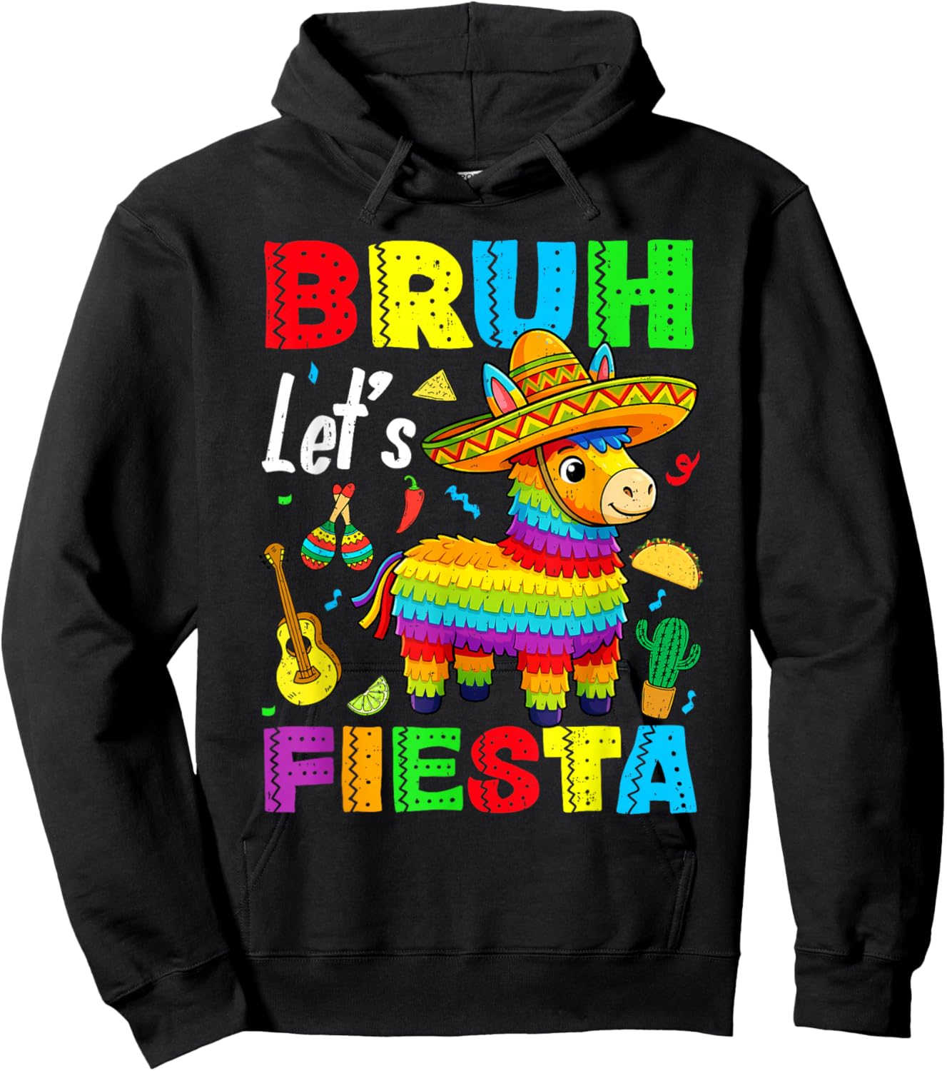 Bruh Lets Fiesta Pinata 5 Cinco De Mayo Boys Kids Mexican Hoodie - Hoodie | Black