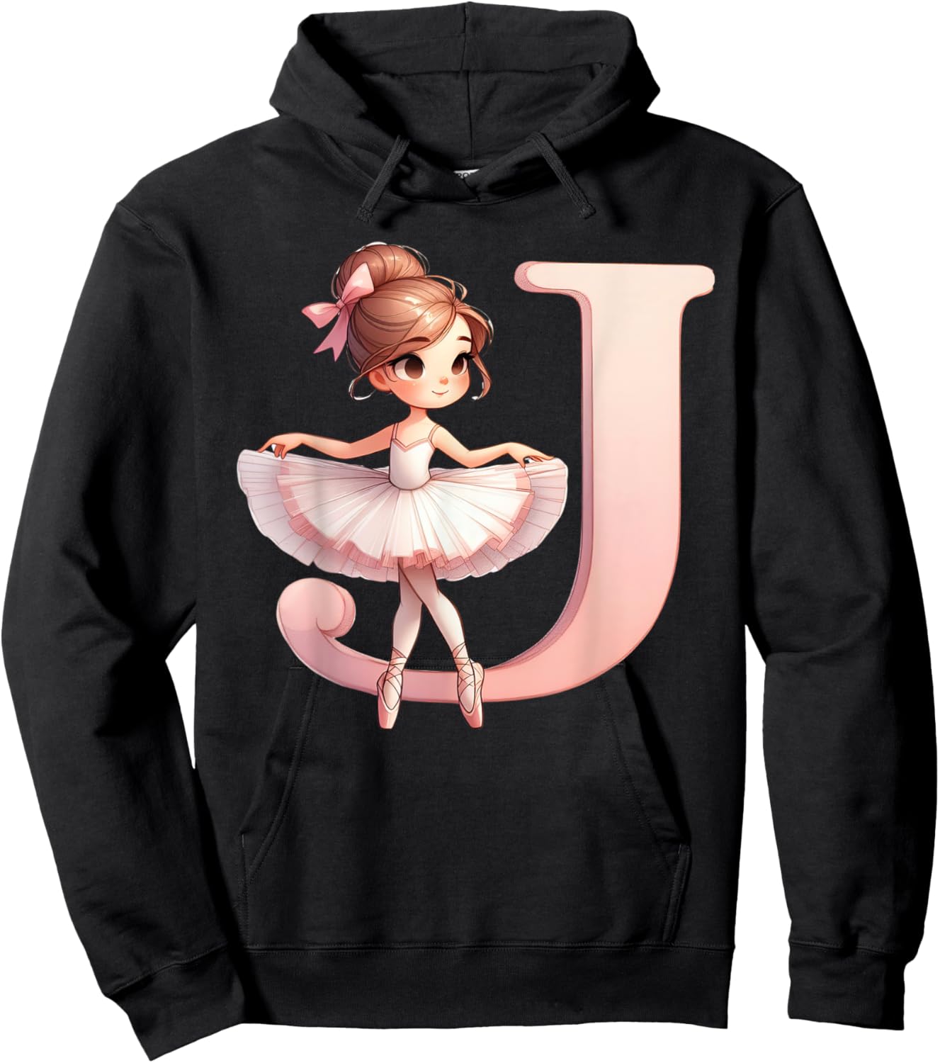 Ballerina Girl Dancing Name First Letter J Girly Tutu Ballet Hoodie - Hoodie | Black
