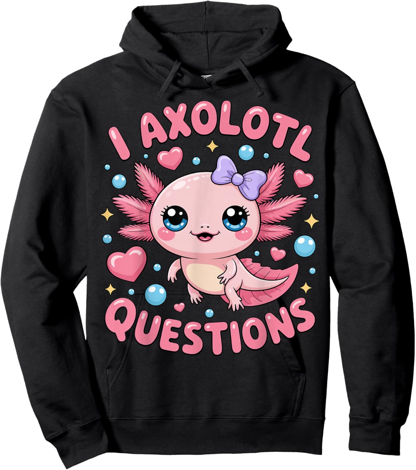 Girls I Axolotl Questions Coquette Bow Axolotl Kawaii Hoodie - Hoodie | Black