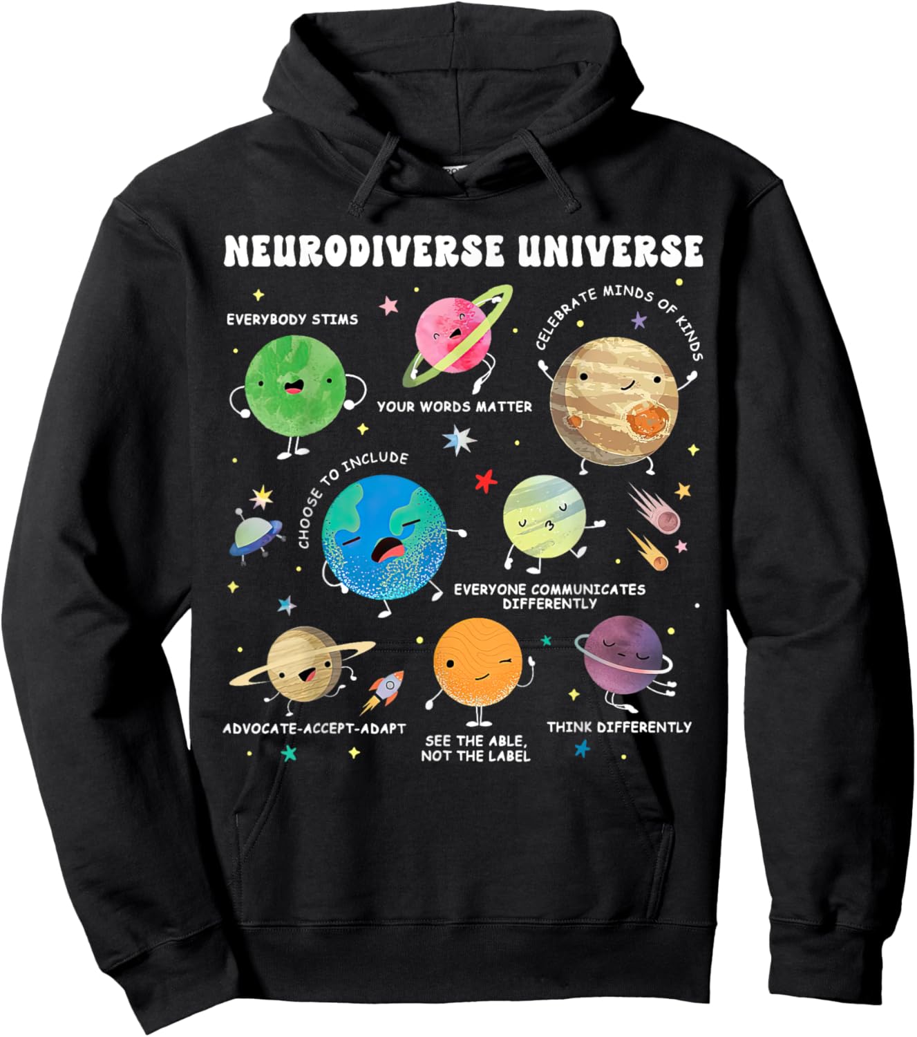 Neurodiverse Universe Space Planet Special Education Teacher Hoodie - Hoodie | Black