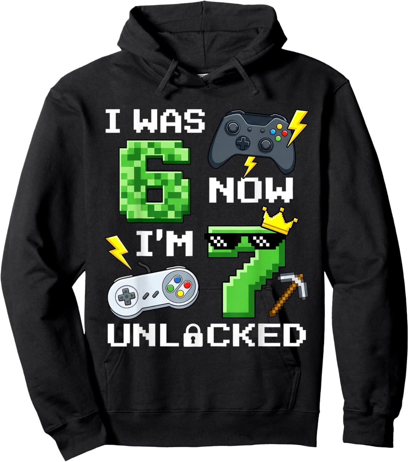 I was 6 Now I'm 7 Unlocked 7th Birthday 6 7 Birthday Boys Hoodie - Hoodie | Black