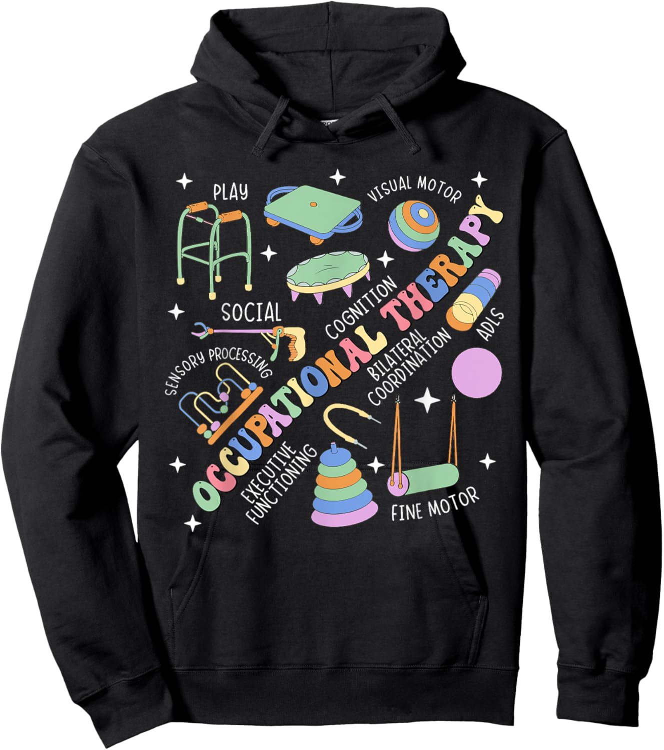 Groovy Occupational Therapy OT Month Therapist Assistant OTA Hoodie - Hoodie | Black