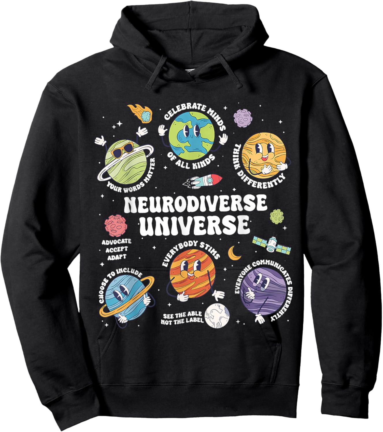 Neurodiverse Universe Special Education Autism Awareness Hoodie - Hoodie | Black