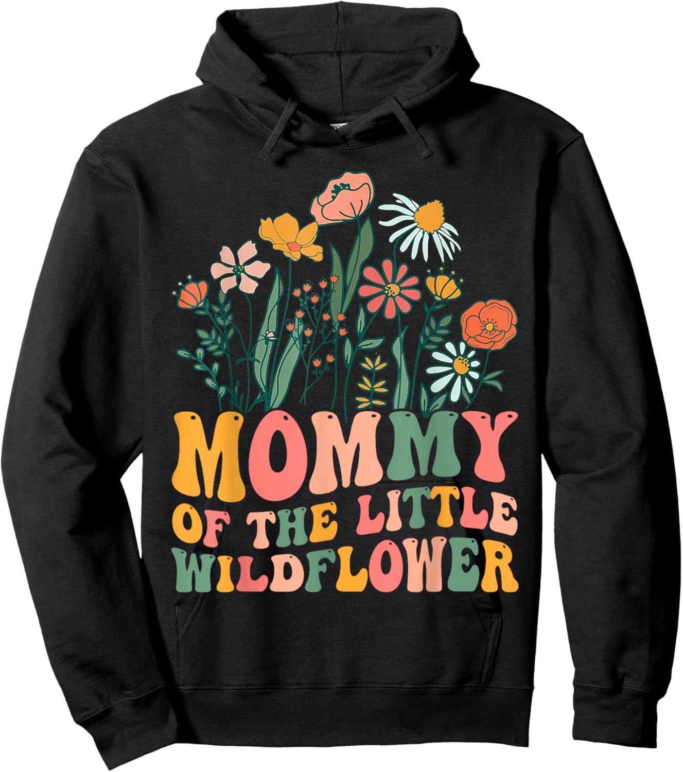 Mommy Of The Little Wildflower Birthday Party Baby Shower Hoodie - Hoodie | Black