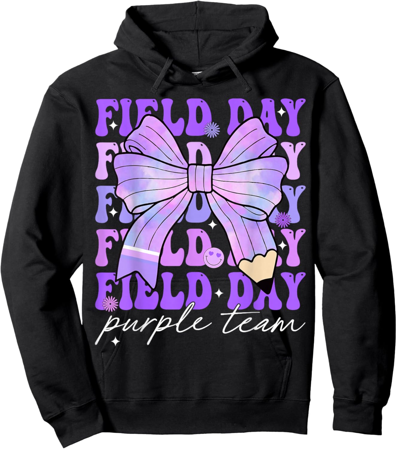 Field Day Teacher Student Kids Retro Field Day Purple Team Hoodie - Hoodie | Black