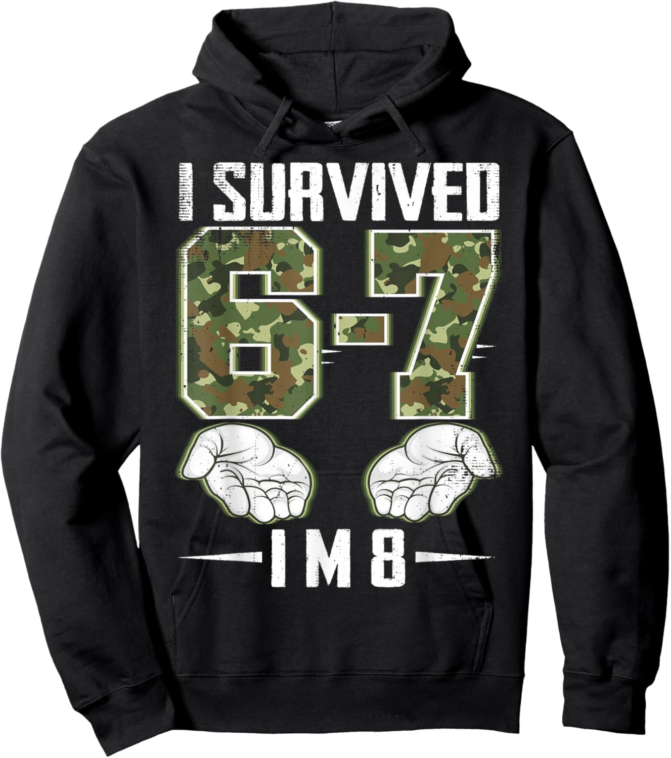 8th Birthday Camo 67 Birthday Six Seven Meme 8 Years Old Hoodie - Hoodie | Black