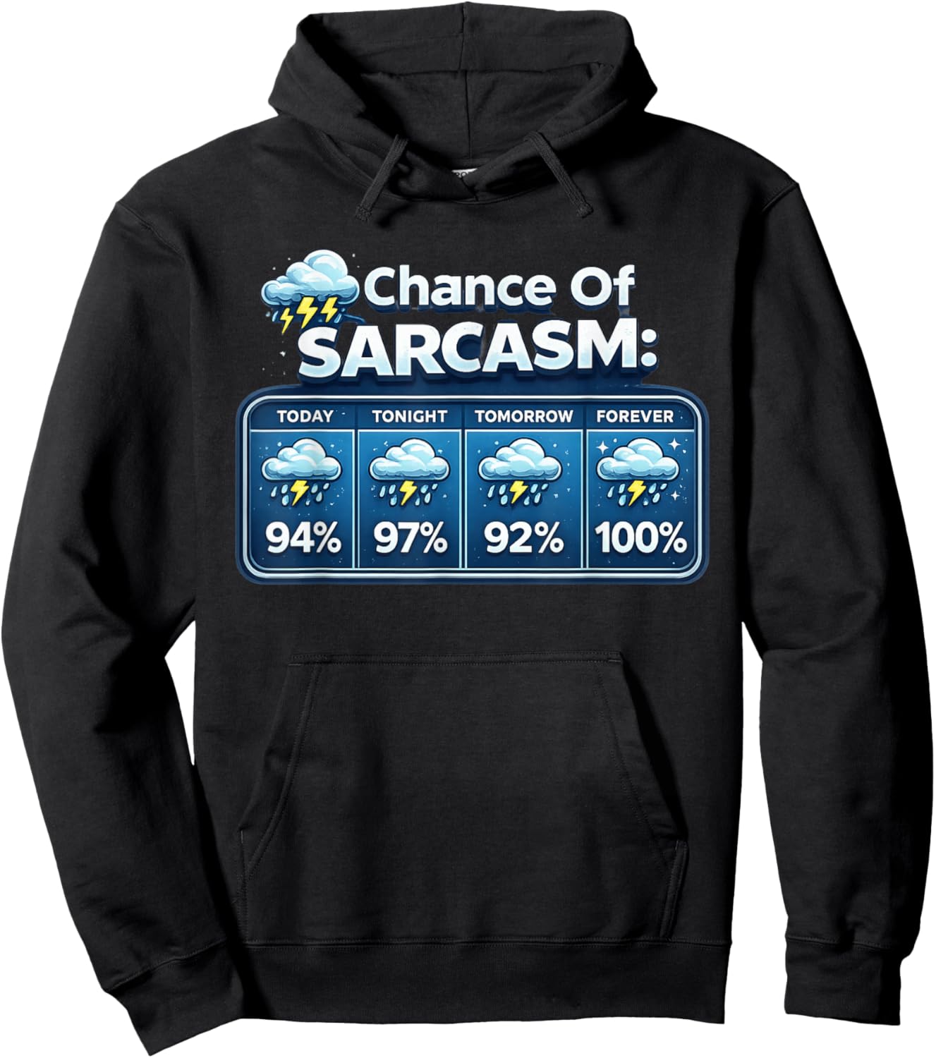 Chance of Sarcasm Funny Weather Graphic Hoodie - Hoodie | Black