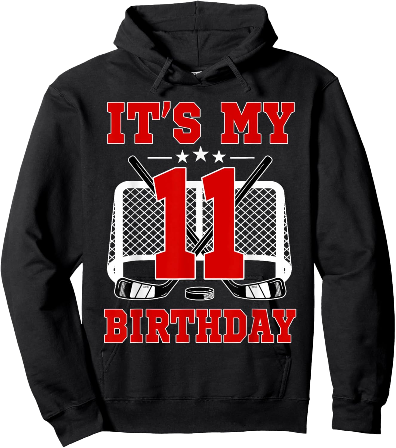 It's My 11th Birthday Girl Ice Hockey Theme 11 Year Old Hoodie - Hoodie | Black