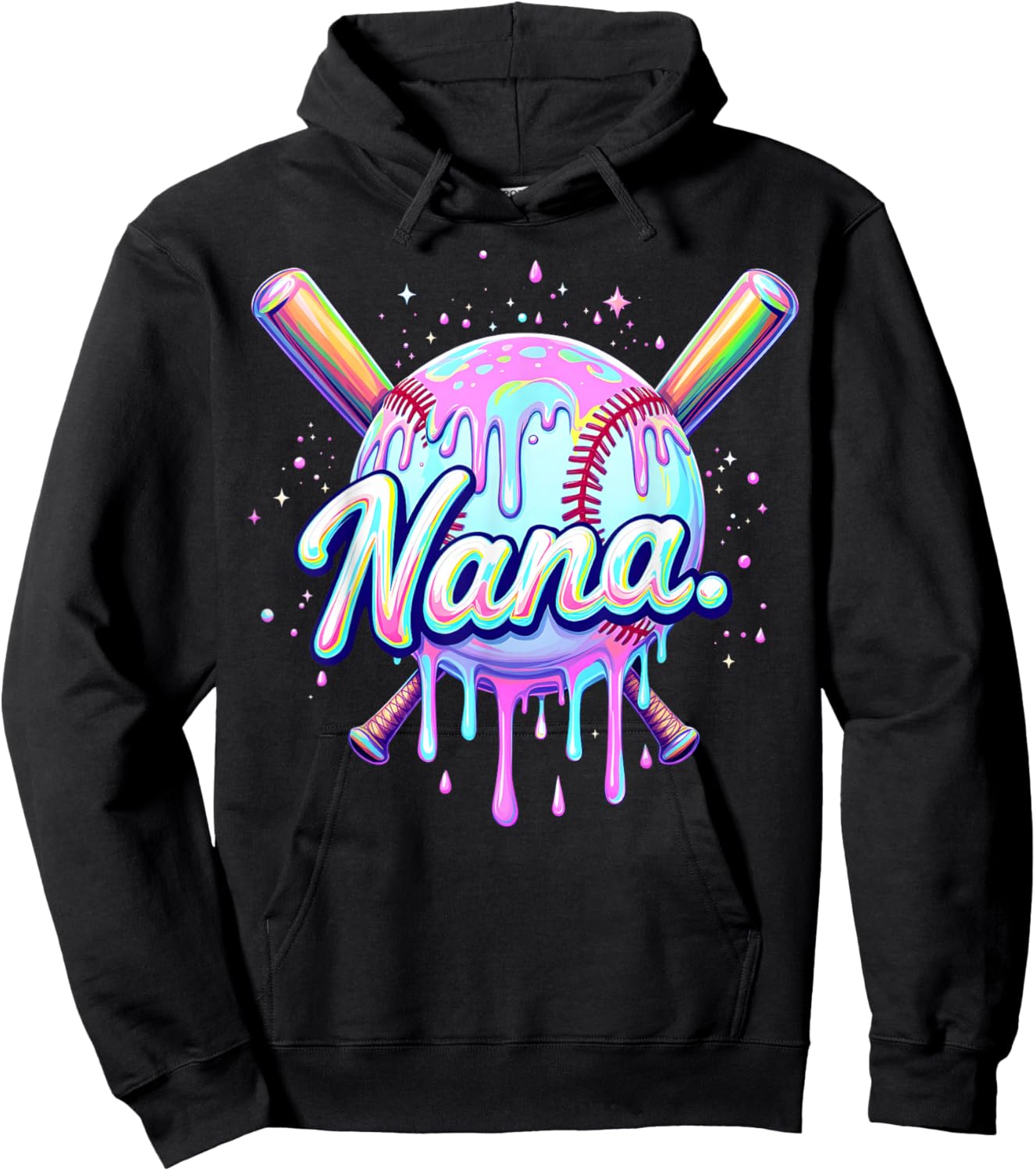 Baseball Drip Nana Cute Tie Dye Baseball Women Mother's Day Hoodie - Hoodie | Black