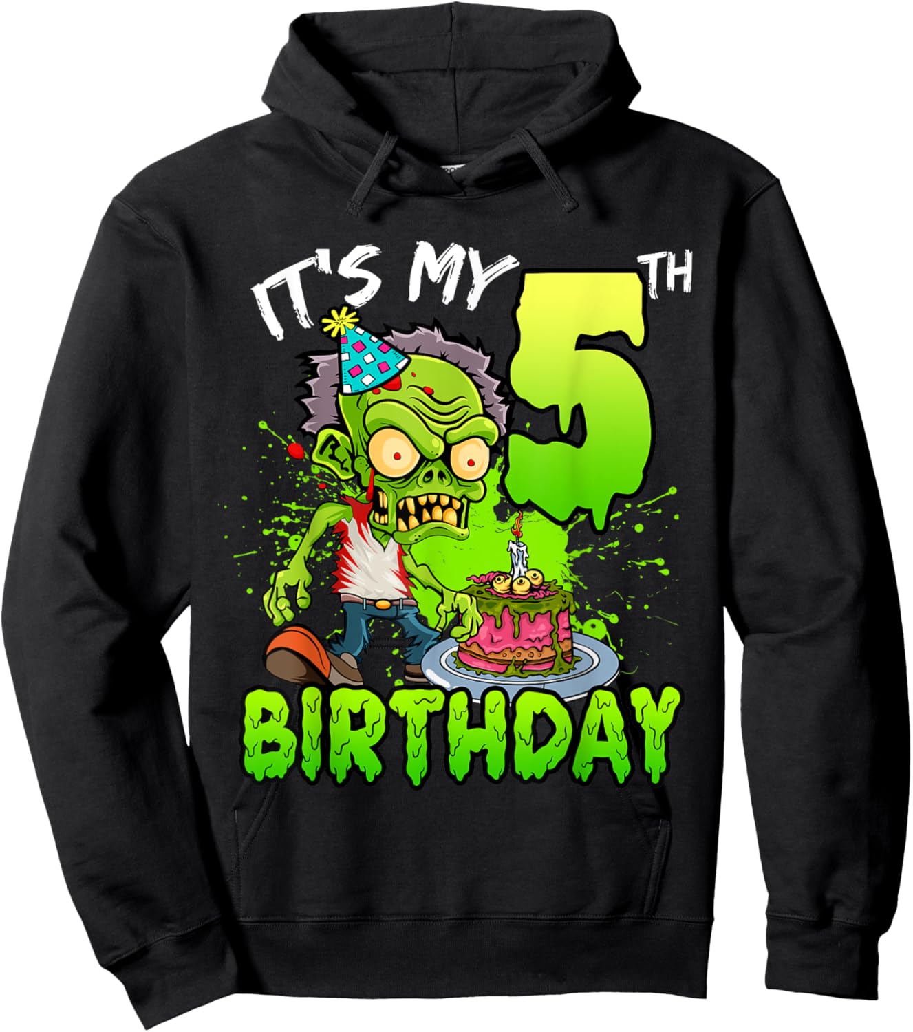 It's My 5th Birthday Zombie Lover 5 Year Old Boys Girls Hoodie - Hoodie | Black