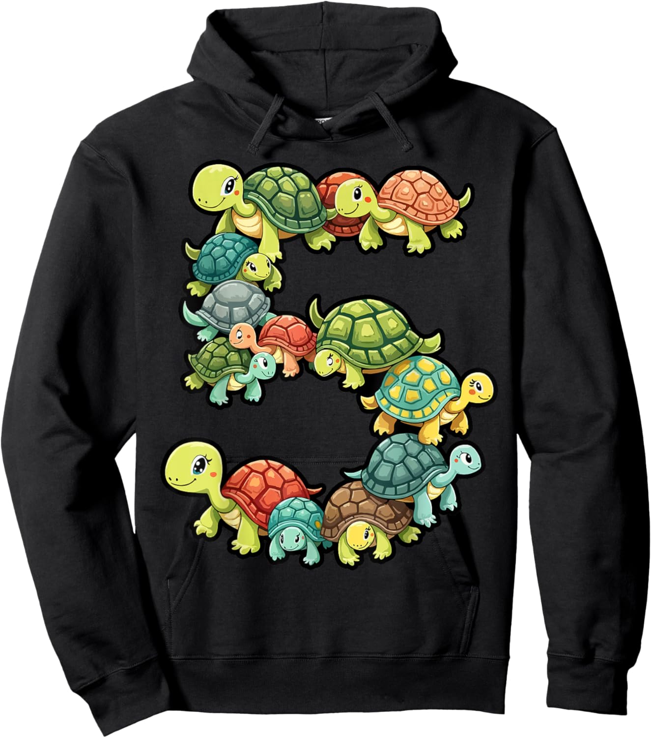 5th Birthday Sea Turtle Tortoise Theme Party 5 Year Old Hoodie - Hoodie | Black