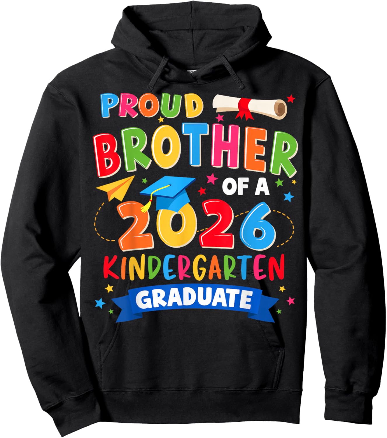 Proud Brother Class of 2026 Kindergarten Graduate Graduation Hoodie - Hoodie | Black