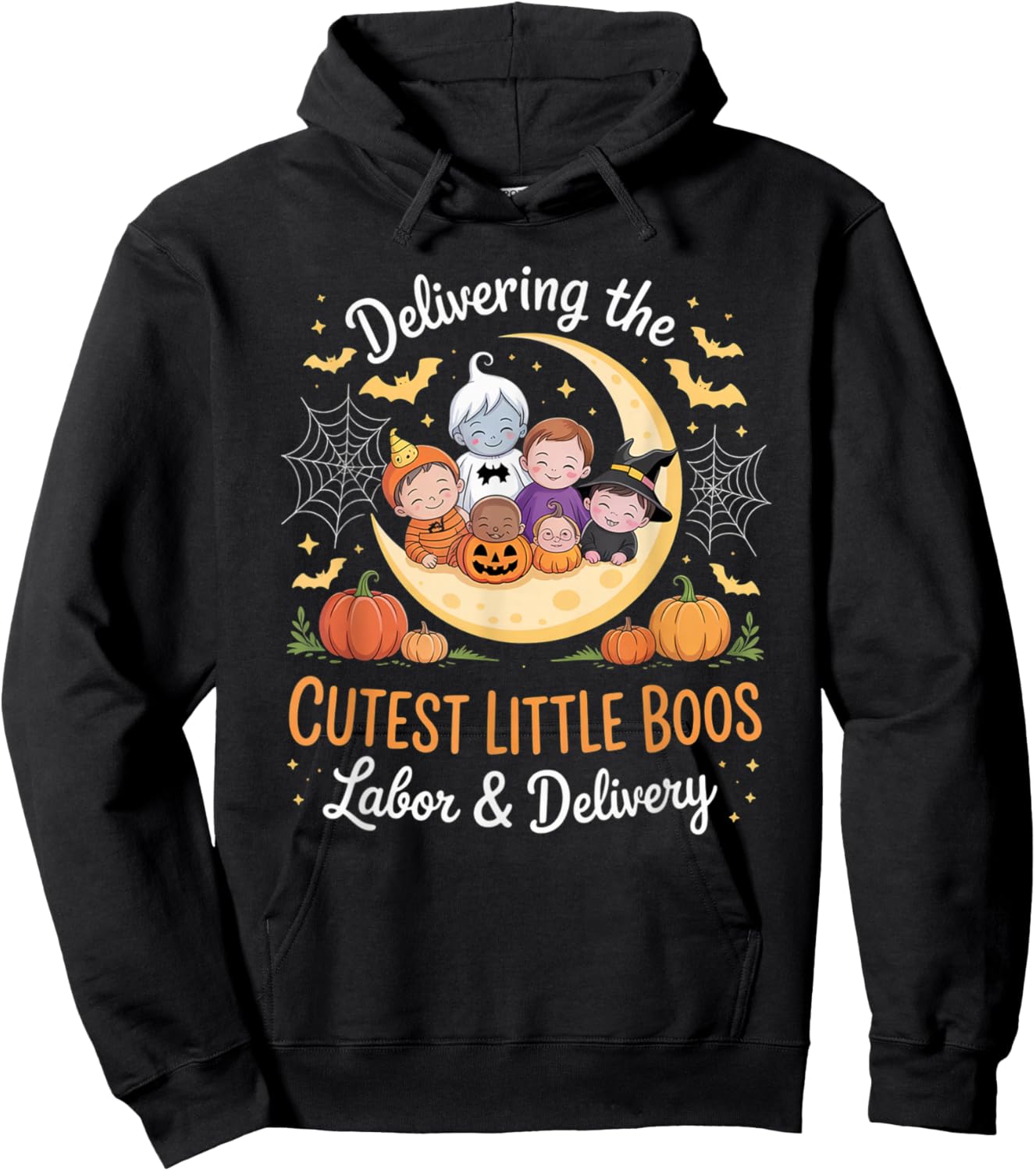 Delivering The Cutest Boos Labor & Delivery Halloween Nurse Hoodie - Hoodie | Black