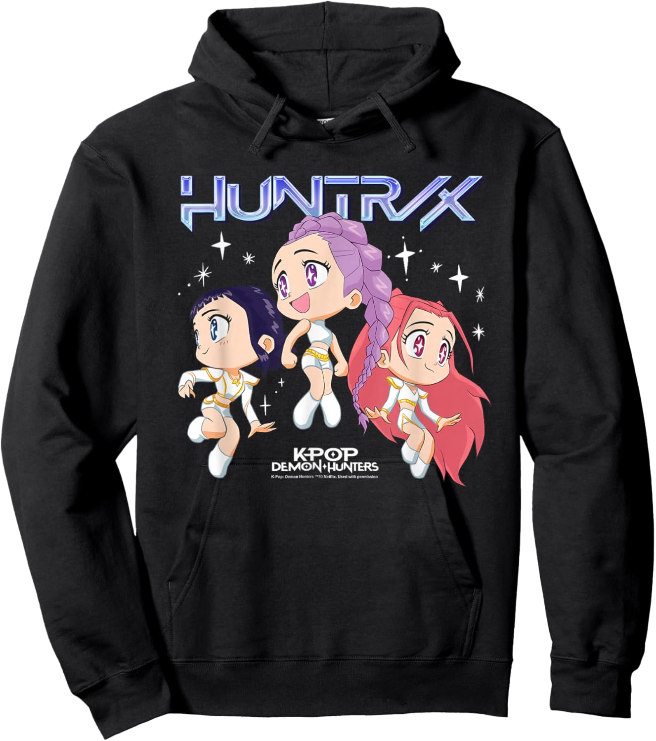 KPop Demon Hunters Huntrix Chibi Group Officially Licensed Hoodie - Hoodie | Black
