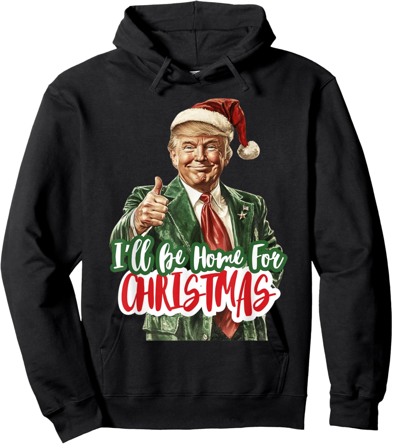 I'll Be Home For Christmas Xmas 2024 Men Women Kid Black Hoodie - Hoodie | Black