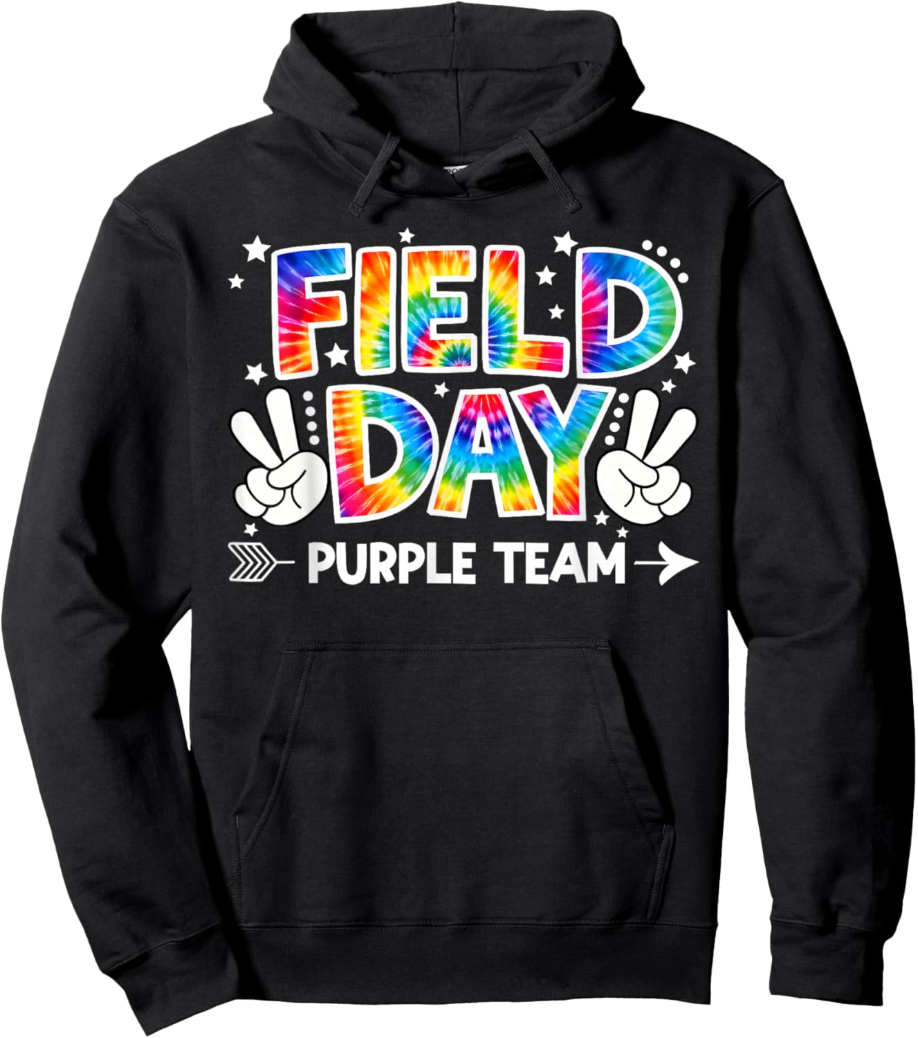 Field Day Purple Team Peace Hand Tie Dye Men Women Kid Hoodie - Hoodie | Black