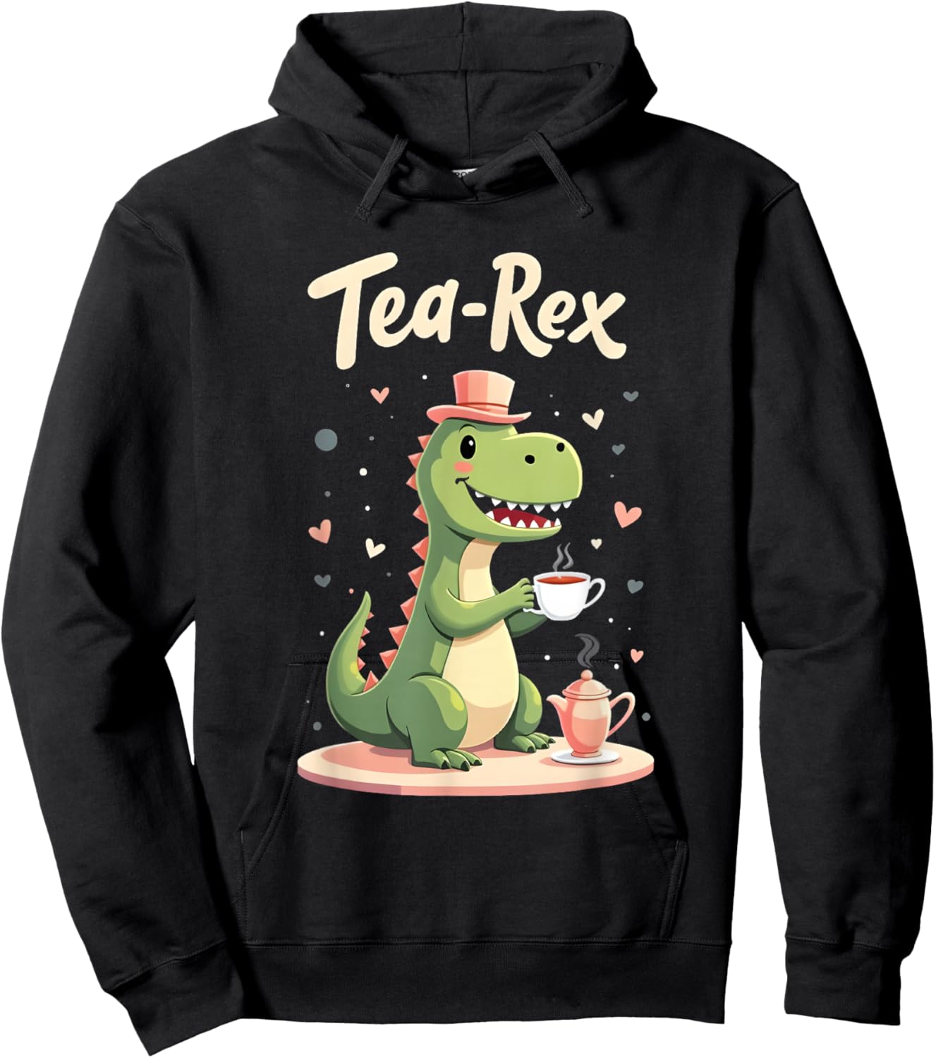 Tea-Rex Tea Time Design for Kids Funny Dinosaur Hoodie - Hoodie | Black