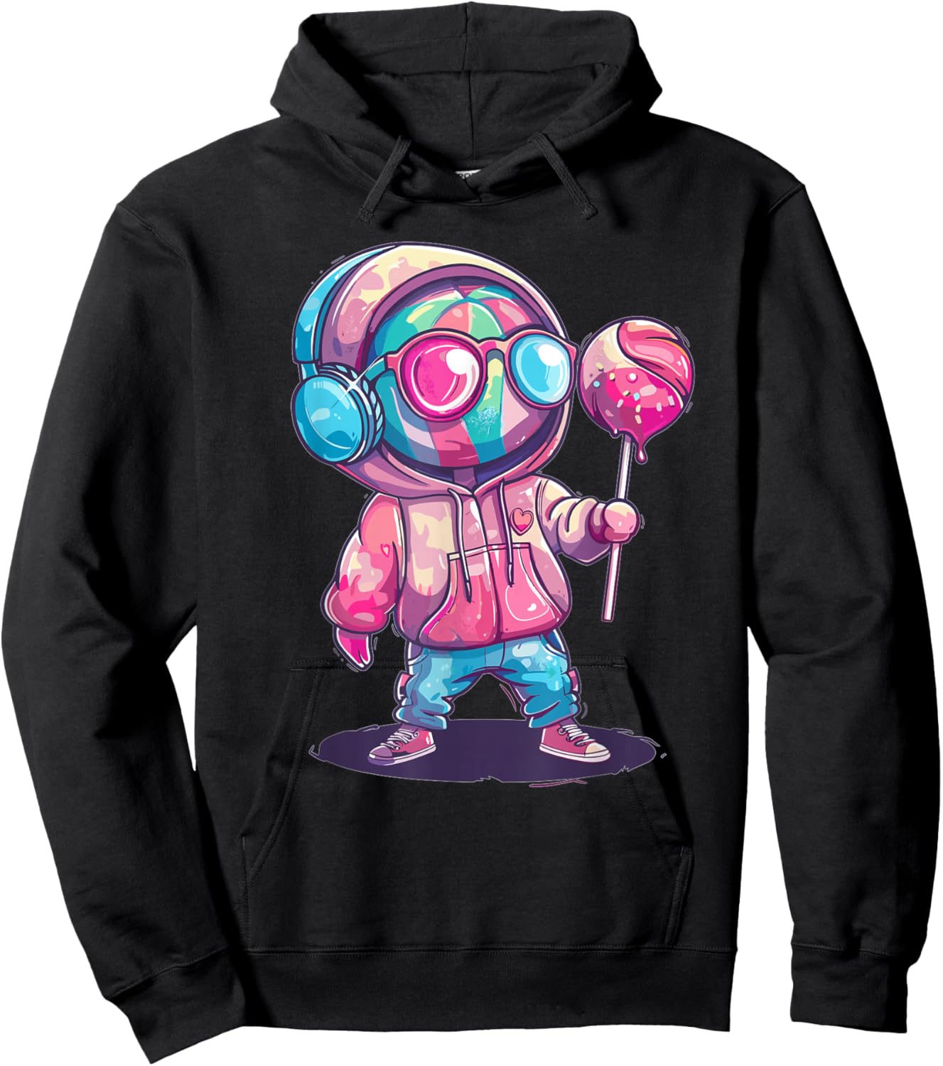 Cute Lollipop With Sunglasses I Kids Lollipop Hoodie - Hoodie | Black