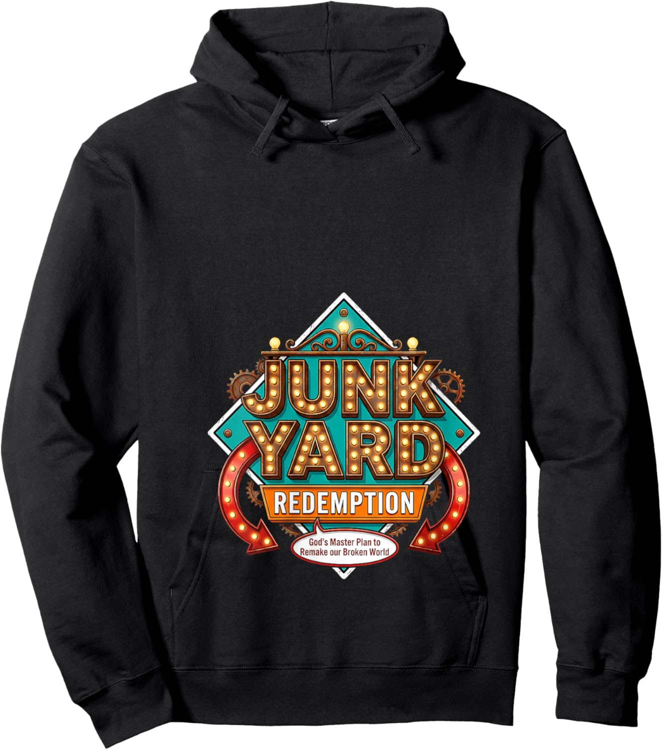 Women's VBS 2026 Junk Yard Redemption Vacation Bible School Theme V-Neck Hoodie - Hoodie | Black