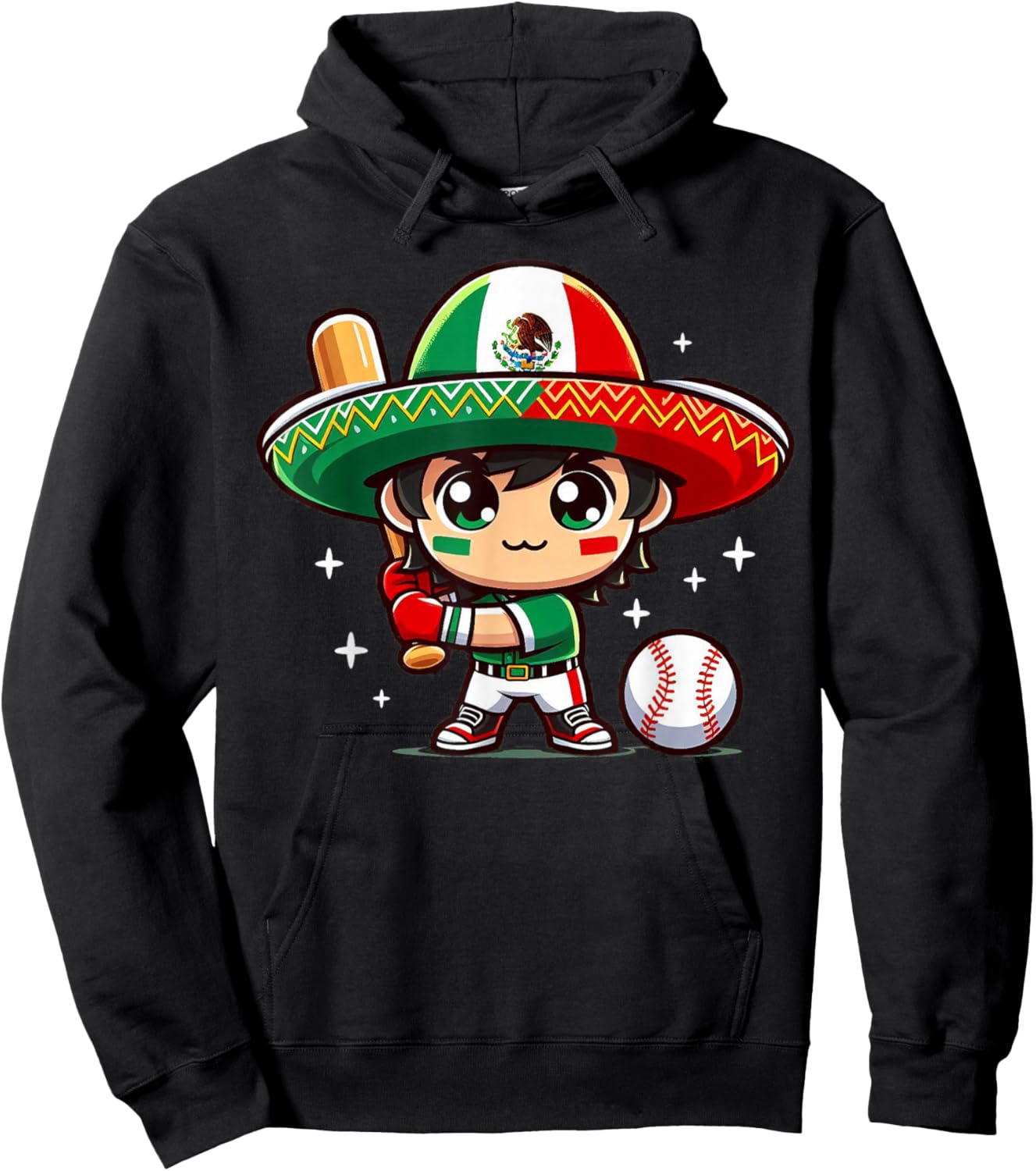 Mexican Baseball Kid - Mexico Child Hitter Batter Pitcher Hoodie - Hoodie | Black