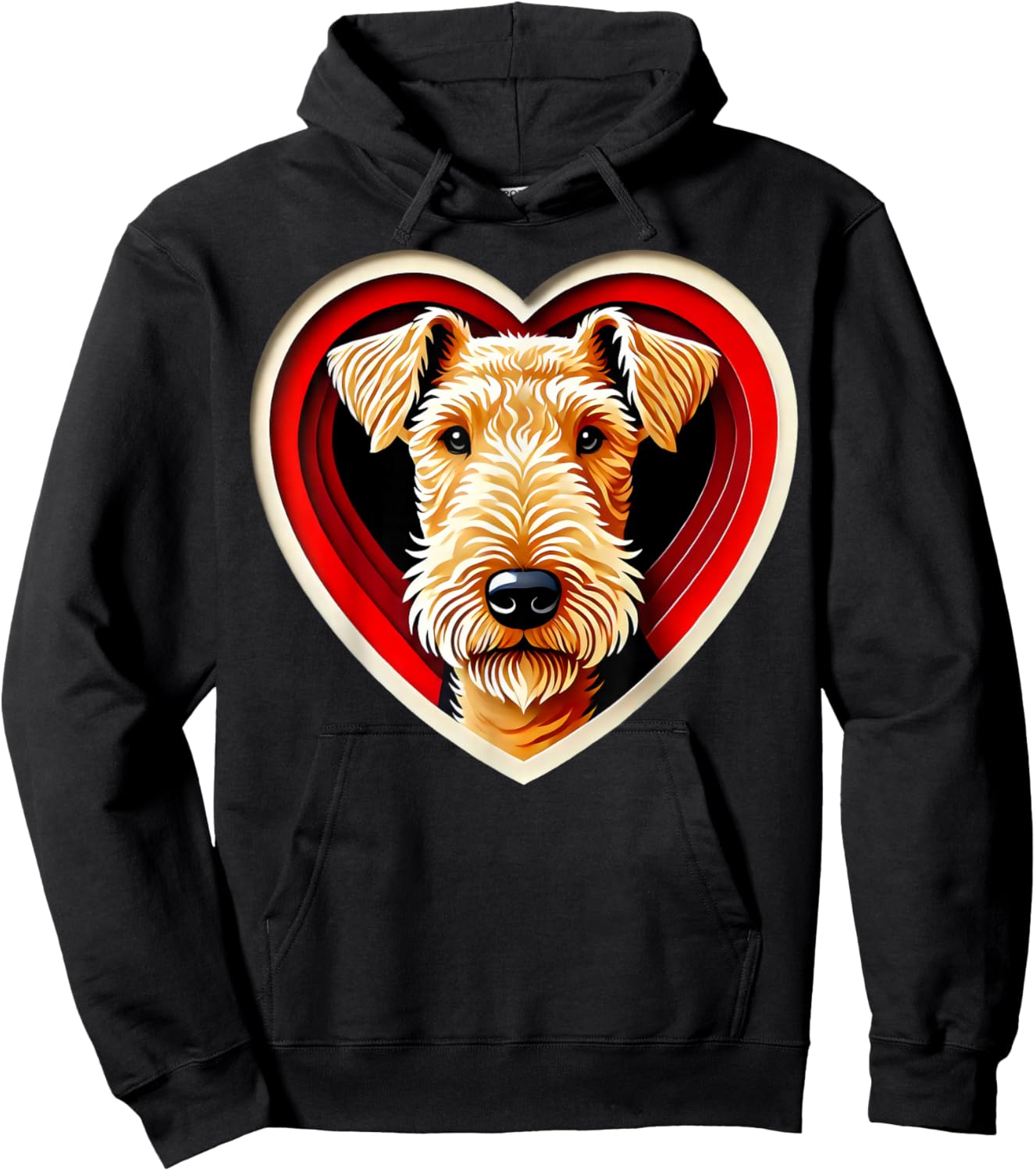 Airedale Terrier Heart Cute Puppy Dog Lover Hoodie - Hoodie | Black