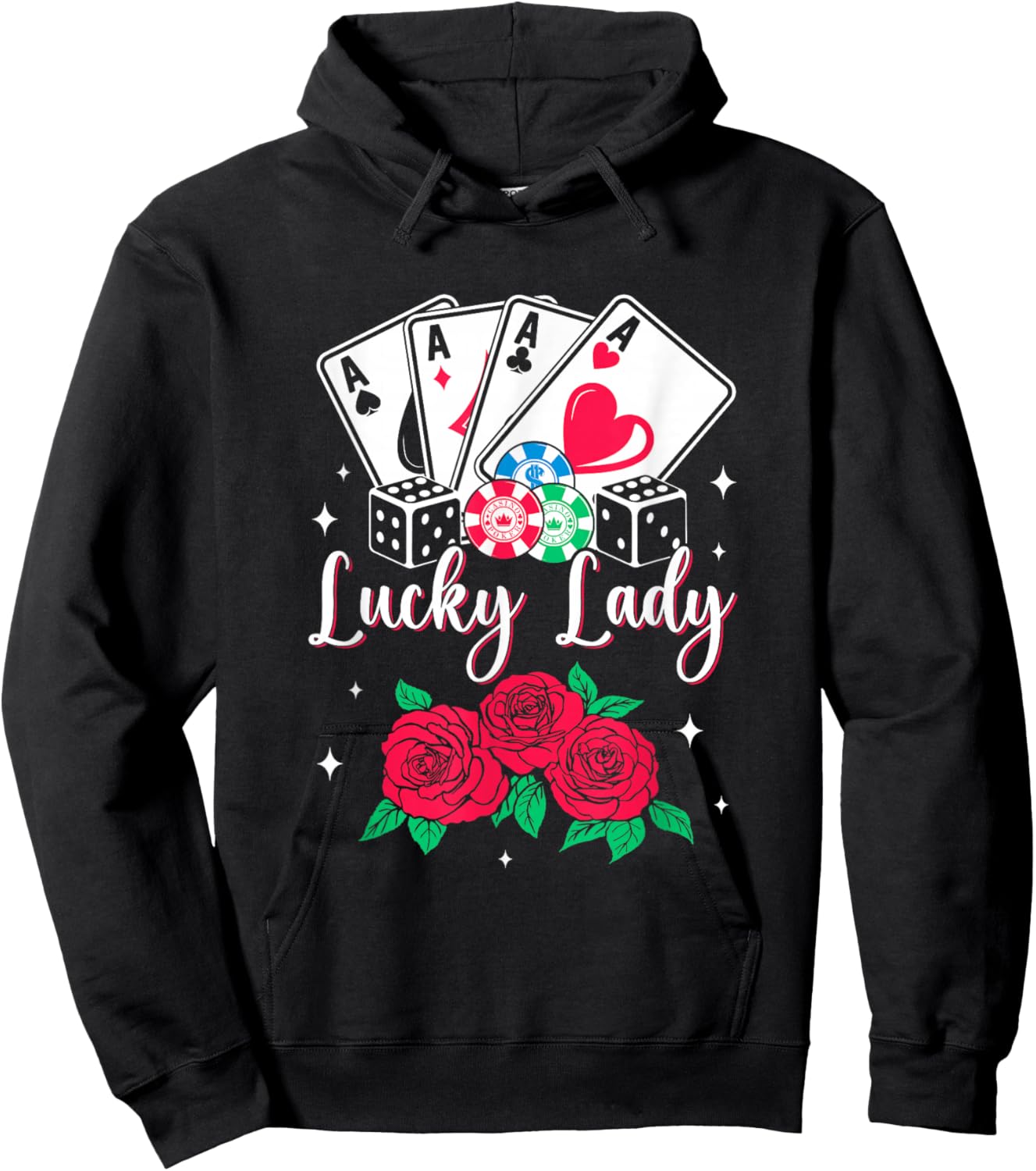 Lucky Lady Poker Player Gambling Casino Design Women Hoodie - Hoodie | Black